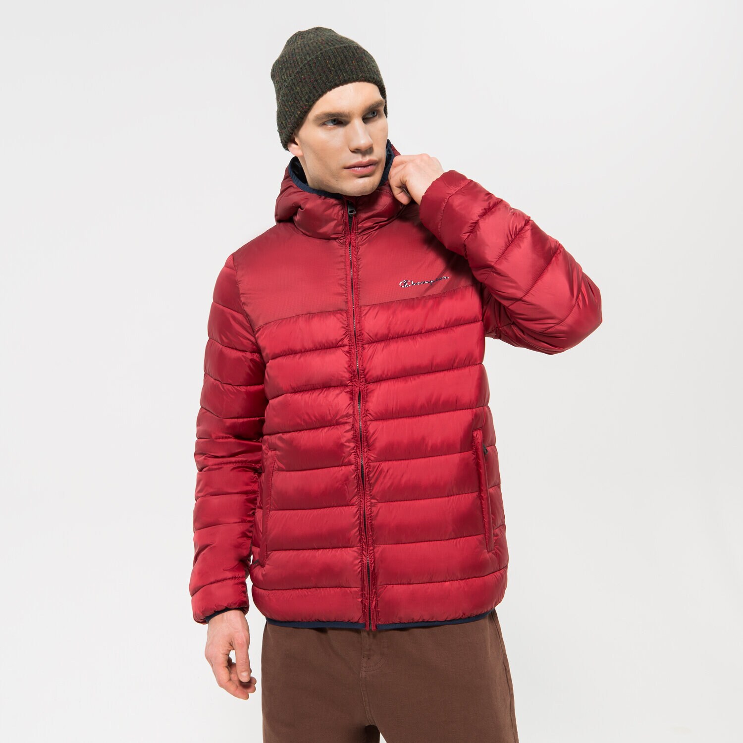 Kurtka zimowa męska CHAMPION KURTKA ZIMOWA HOODED JACKET 218073RS506 BORDOWY