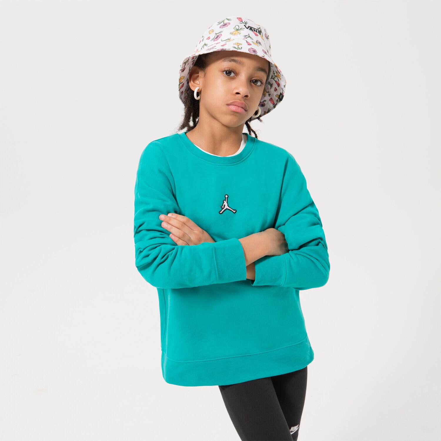 Sportowa bluza dziecięca JORDAN BLUZA (G)ESS CREW TURQ GIRL 45A859EBU CZARNY