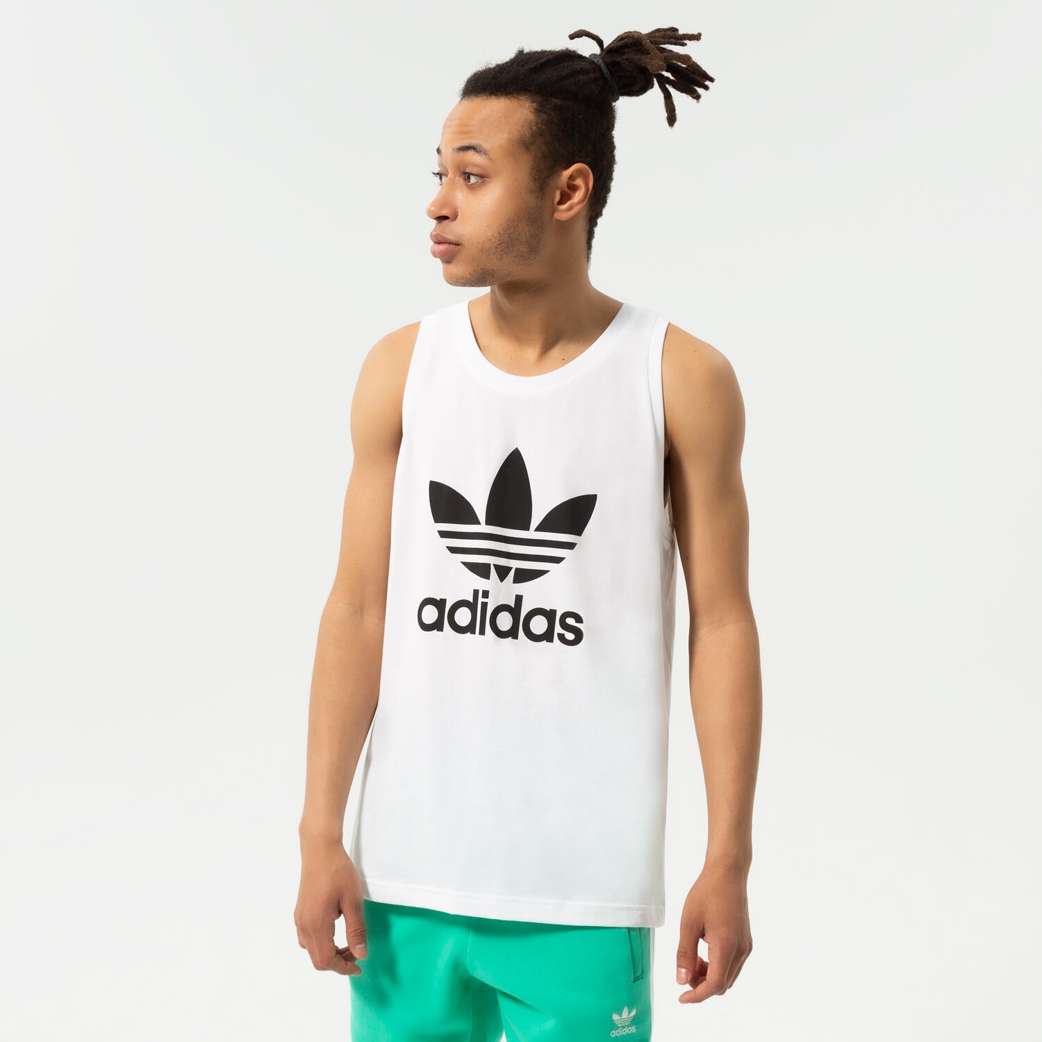Koszulka, t-shirt sportowy męski ADIDAS TANK TREFOIL H06636 BIAŁY