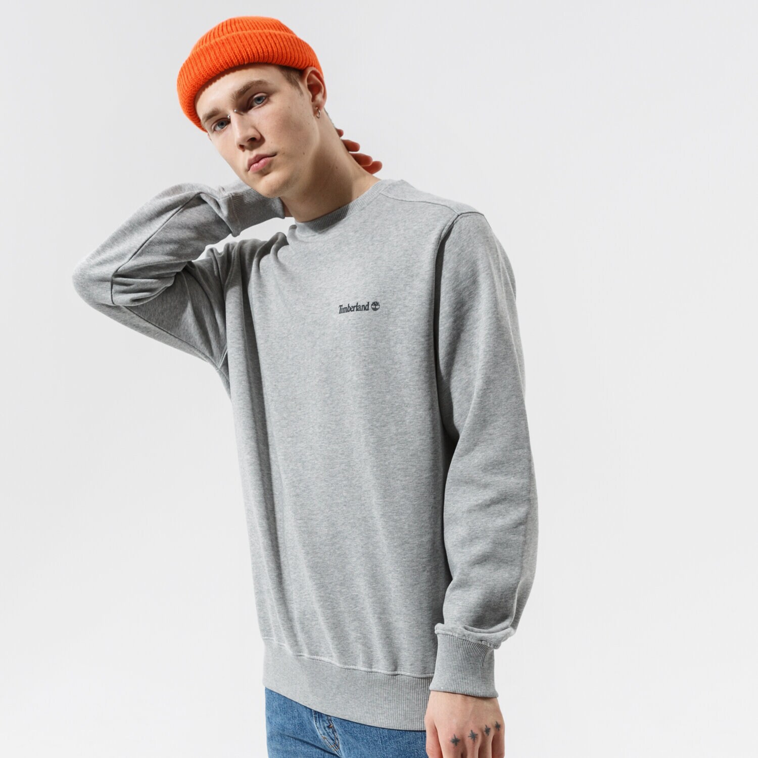 Bluza męska TIMBERLAND BLUZA CHEST LOGO CREW MEDIUM GREY HEATHER TB0A5PDV0521 SZARY