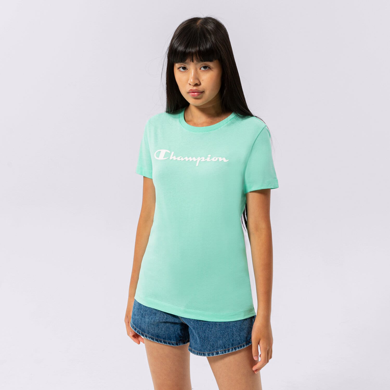 Koszulka, t-shirt damski CHAMPION T-SHIRT CREWNECK T-SHIRT 114911GS101 ZIELONY