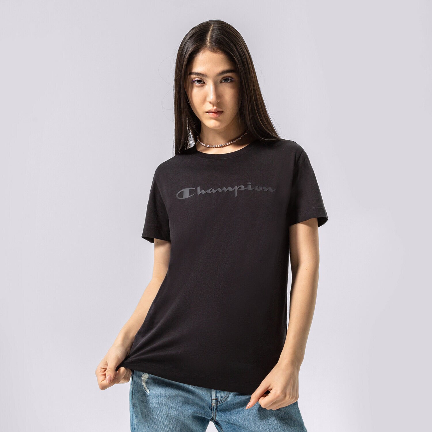 Koszulka, t-shirt damski CHAMPION T-SHIRT CREWNECK T-SHIRT 115422KK002 CZARNY