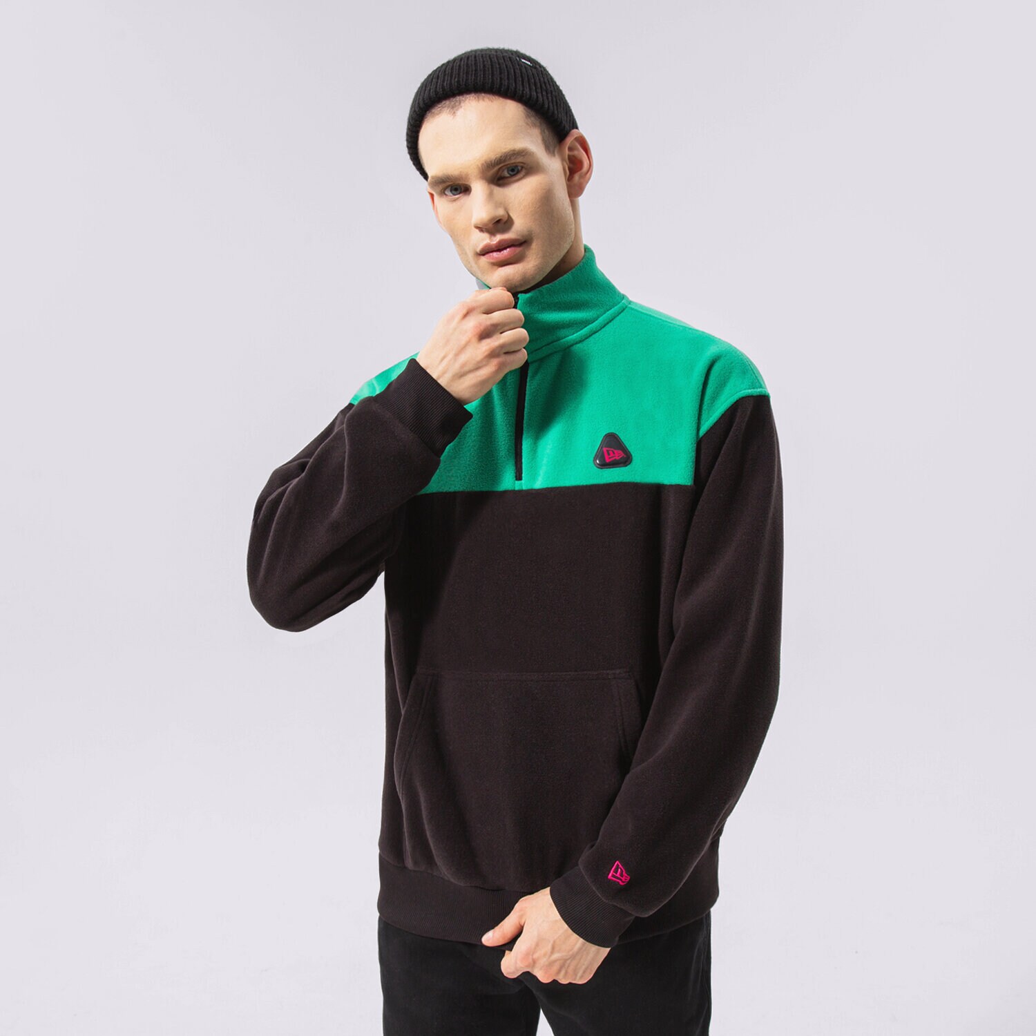 Bluza męska NEW ERA POLAR NEW ERA COLOURBLOCK QUARTER ZIP 12893060 CZARNY
