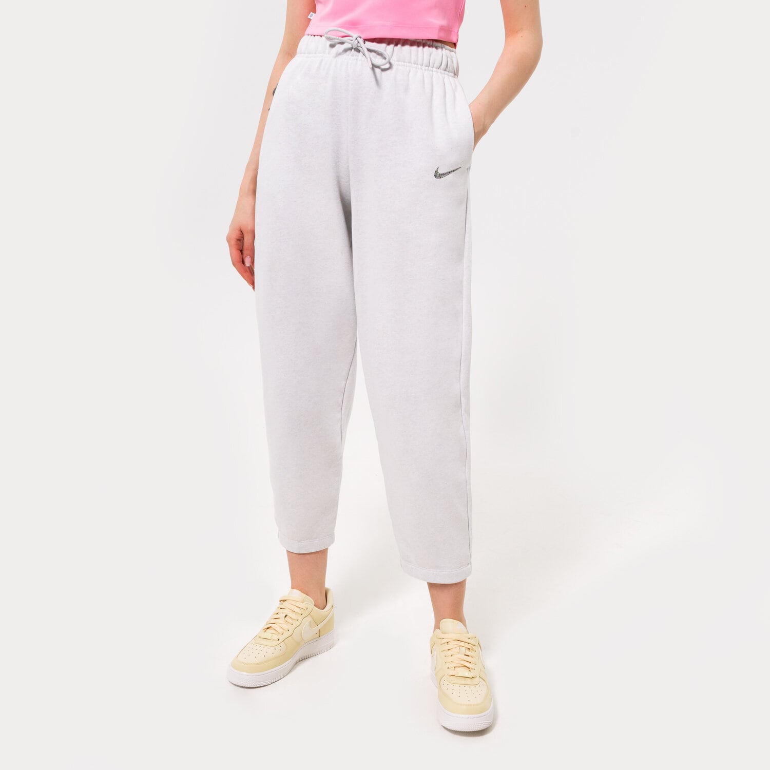 Spodnie sportowe damskie NIKE SPODNIE W NSW ESS FLC MR PNT CLCTN RE DJ6941-094 SZARY