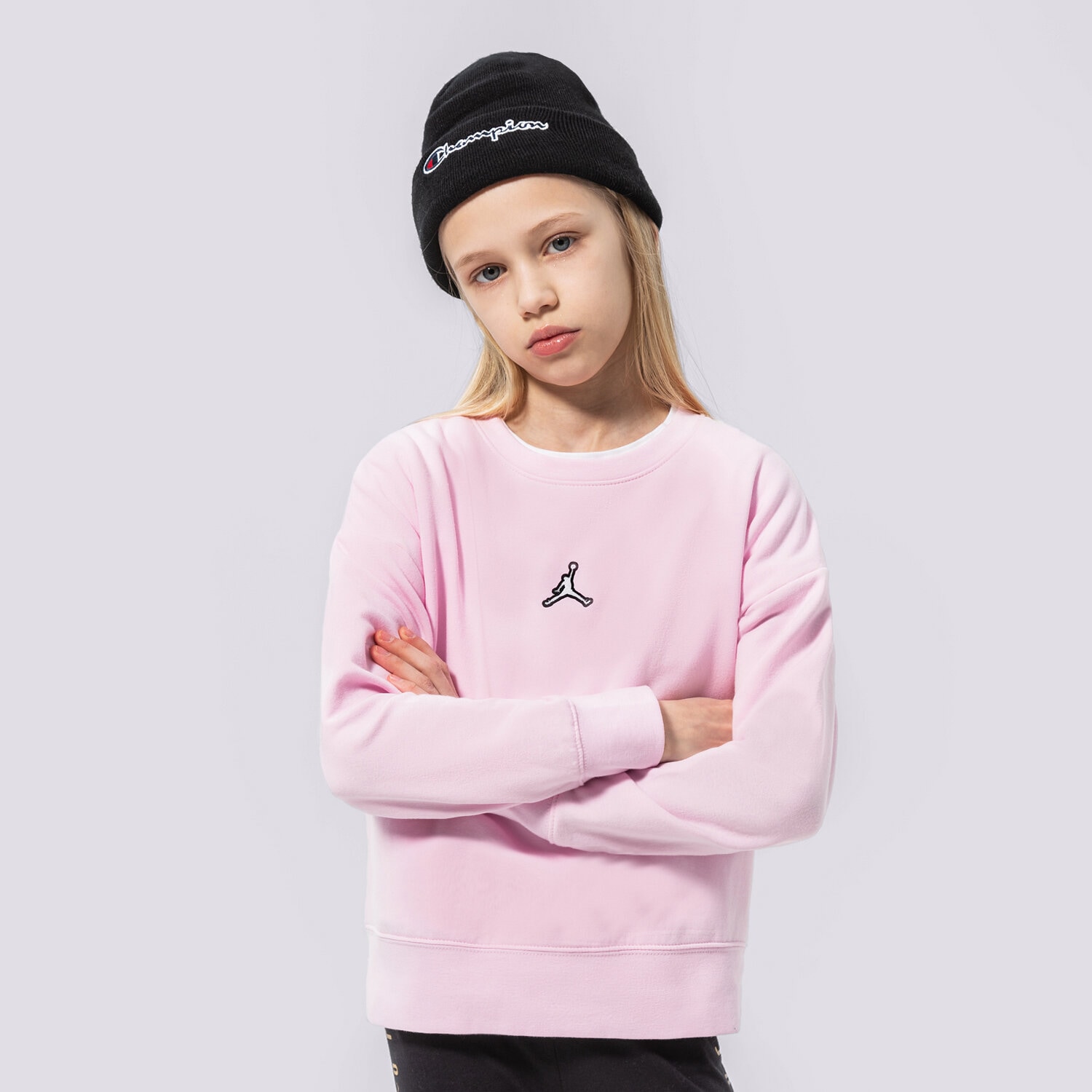 Sportowa bluza dziecięca JORDAN BLUZA ESSENTIALS CREW GIRL 45A859-A9Y RÓŻOWY