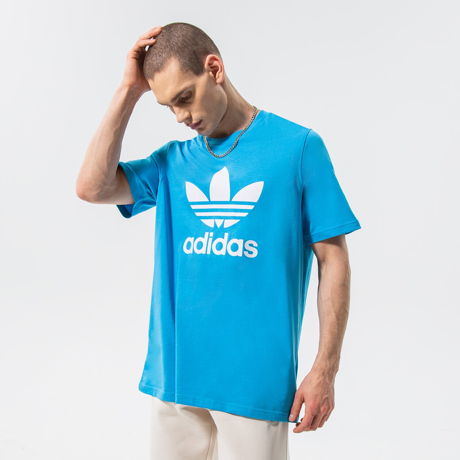 Koszulka, t-shirt sportowy męski ADIDAS T-SHIRT TREFOIL HE9513 NIEBIESKI
