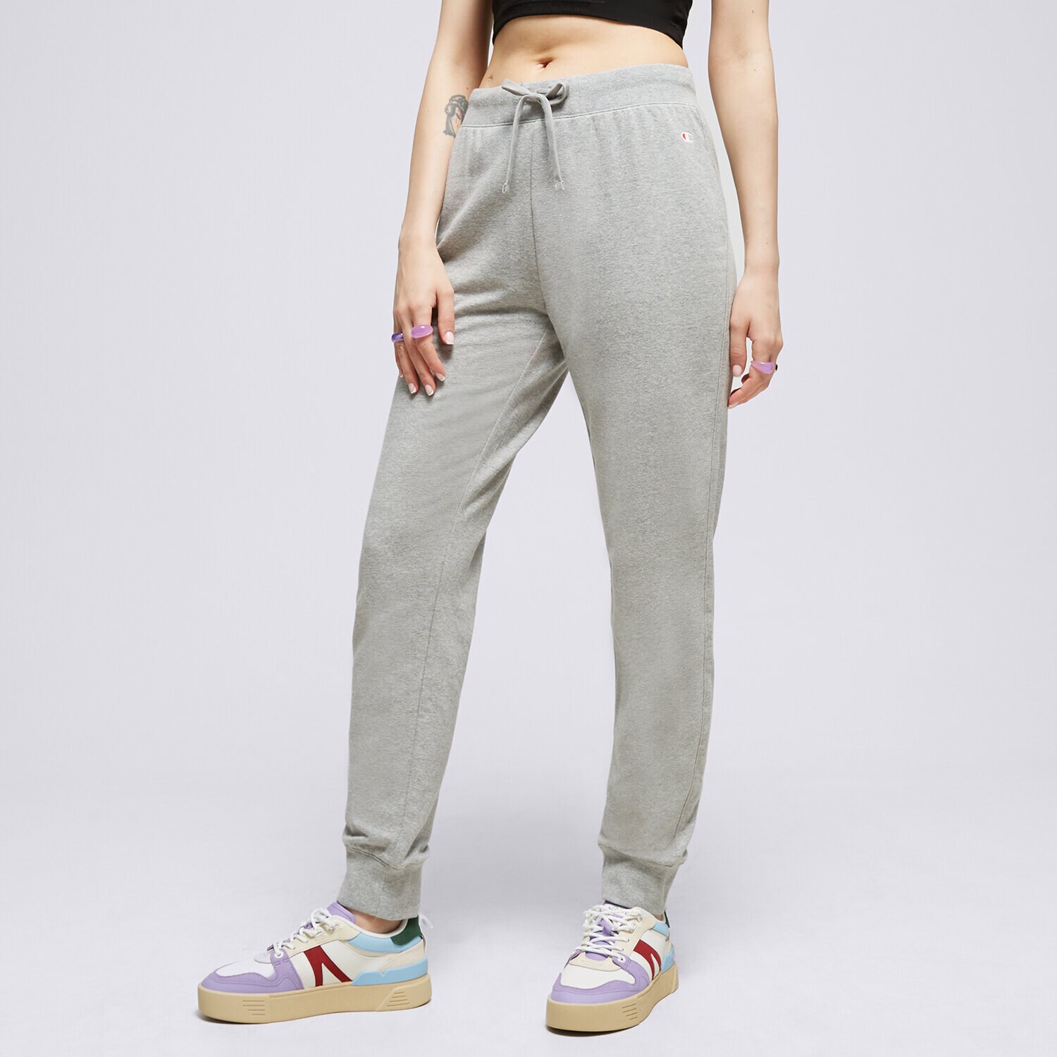 Spodnie sportowe damskie CHAMPION SPODNIE RIB CUFF PANTS 115404EM006 SZARY