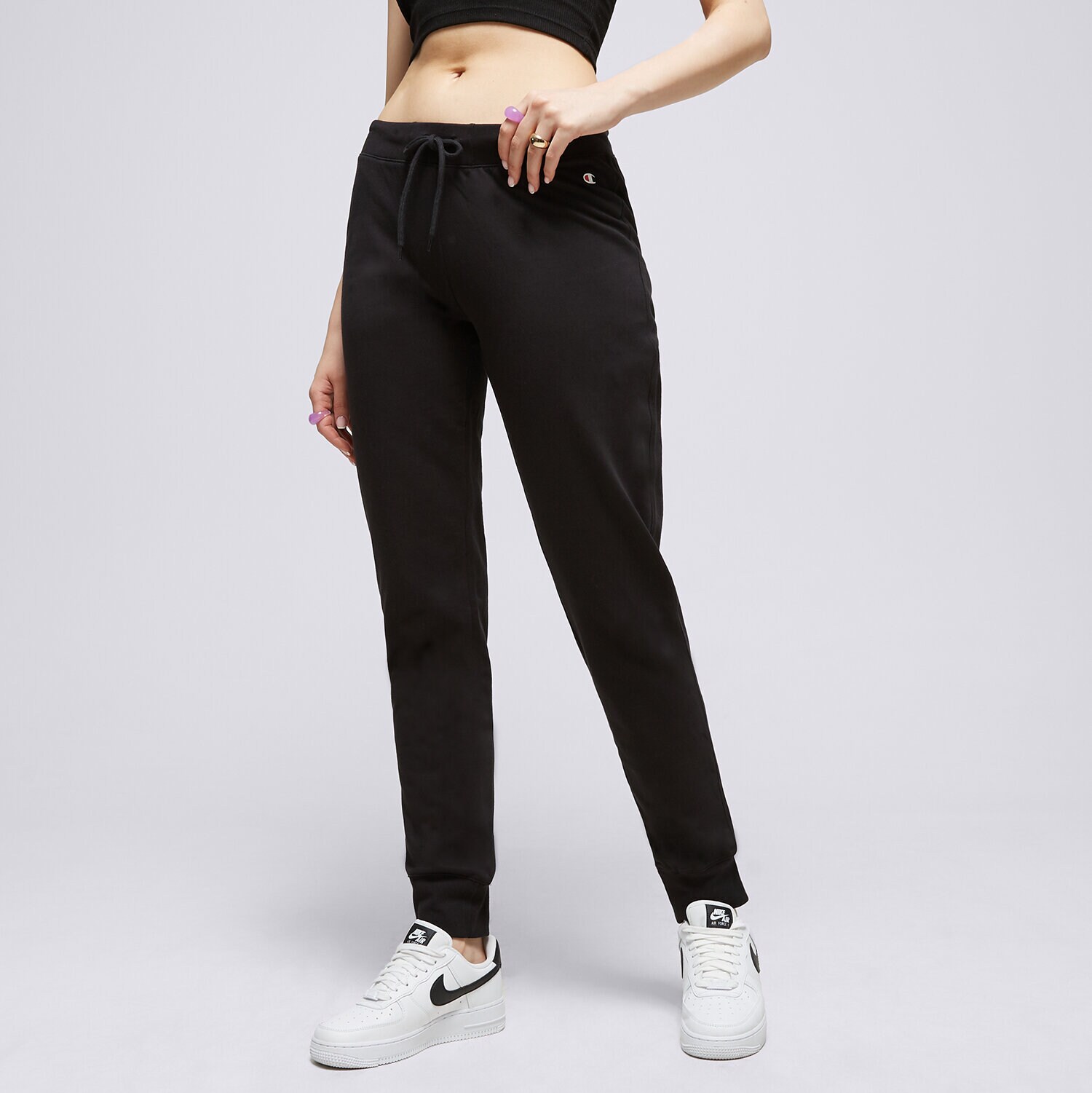 Spodnie sportowe damskie CHAMPION SPODNIE RIB CUFF PANTS 111999KK001 CZARNY