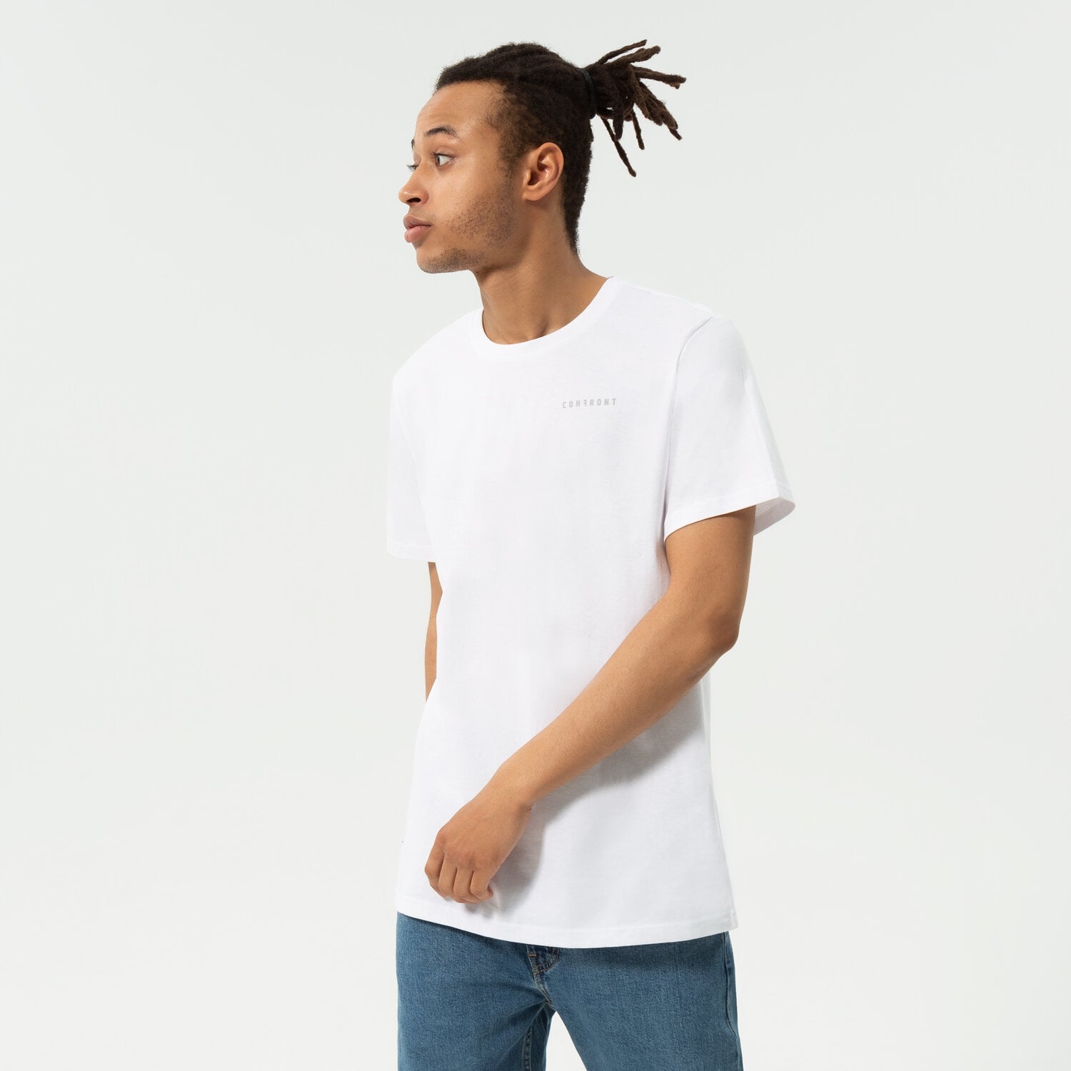 Koszulka, t-shirt sportowy męski CONFRONT T-SHIRT CLASSIC CF122TSM72001 BIAŁY