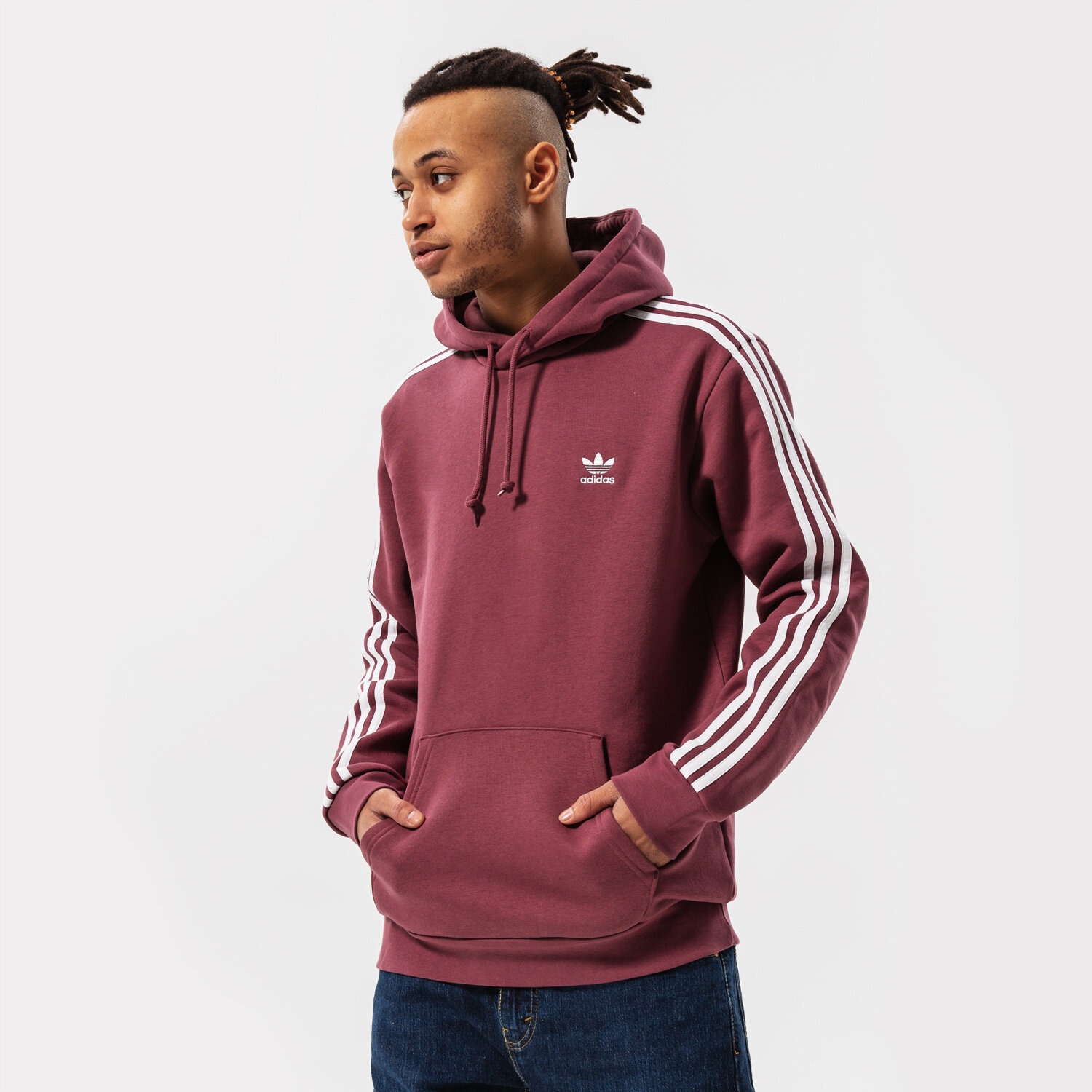 Bluza męska ADIDAS BLUZA Z KAPTUREM 3-STRIPES HOODY HE9478 BORDOWY