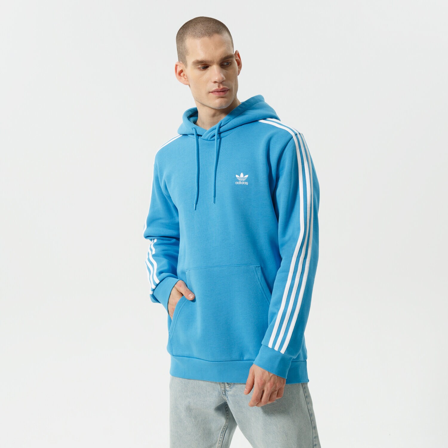 Bluza męska ADIDAS BLUZA Z KAPTUREM 3-STRIPES HOODY HE9476 NIEBIESKI