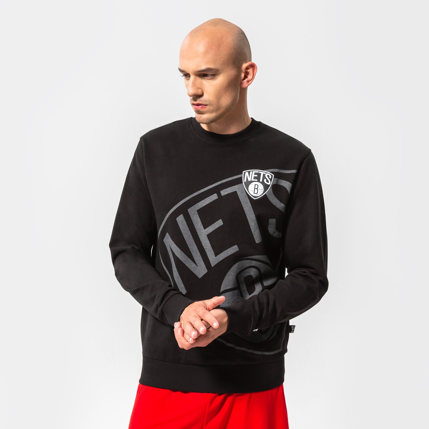 Bluza męska NEW ERA BLUZA WASHED GRAPHIC NETS BROOKLYN NETS BLK 13083868 CZARNY