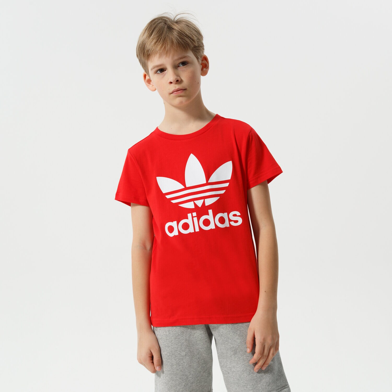 Koszulka, t-shirt dla dzieci ADIDAS T-SHIRT TREFOIL BOY HC9586 CZERWONY