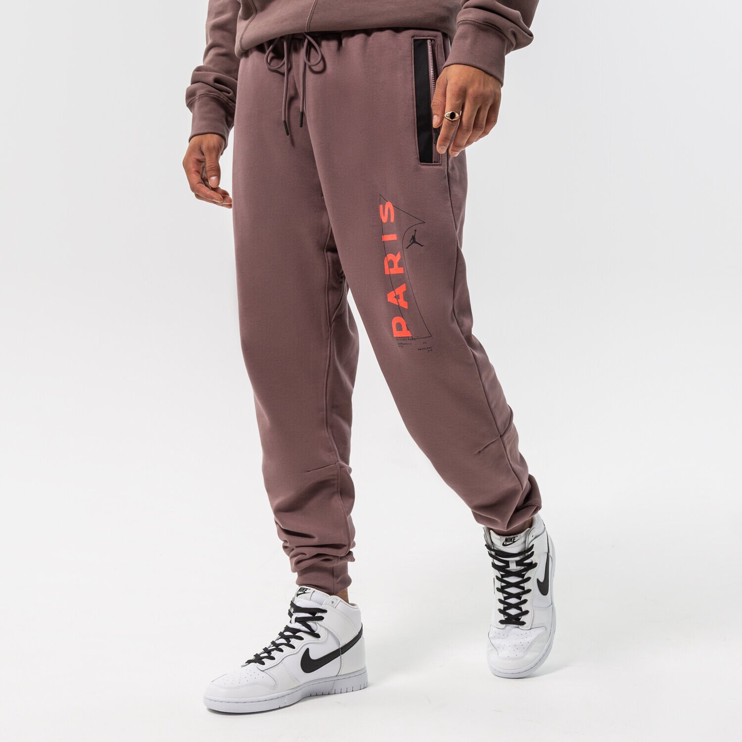Spodnie sportowe męskie JORDAN SPODNIE M J PSG FLC PANT DM3094-291 BRĄZOWY