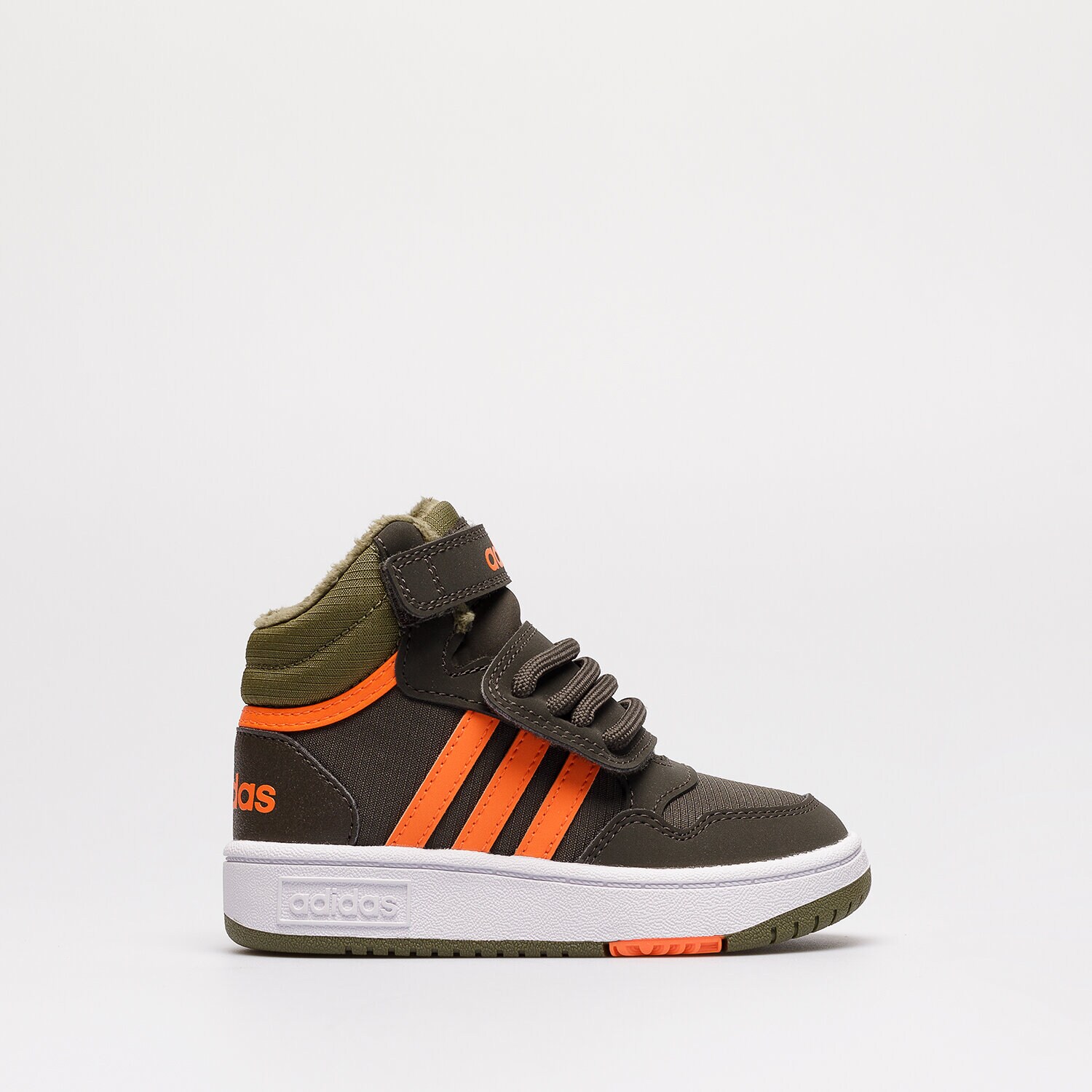 Buty zimowe, trekkingowe, outdoor dla dzieci ADIDAS HOOPS MID 3.0 FUR AC I GW4480 KHAKI