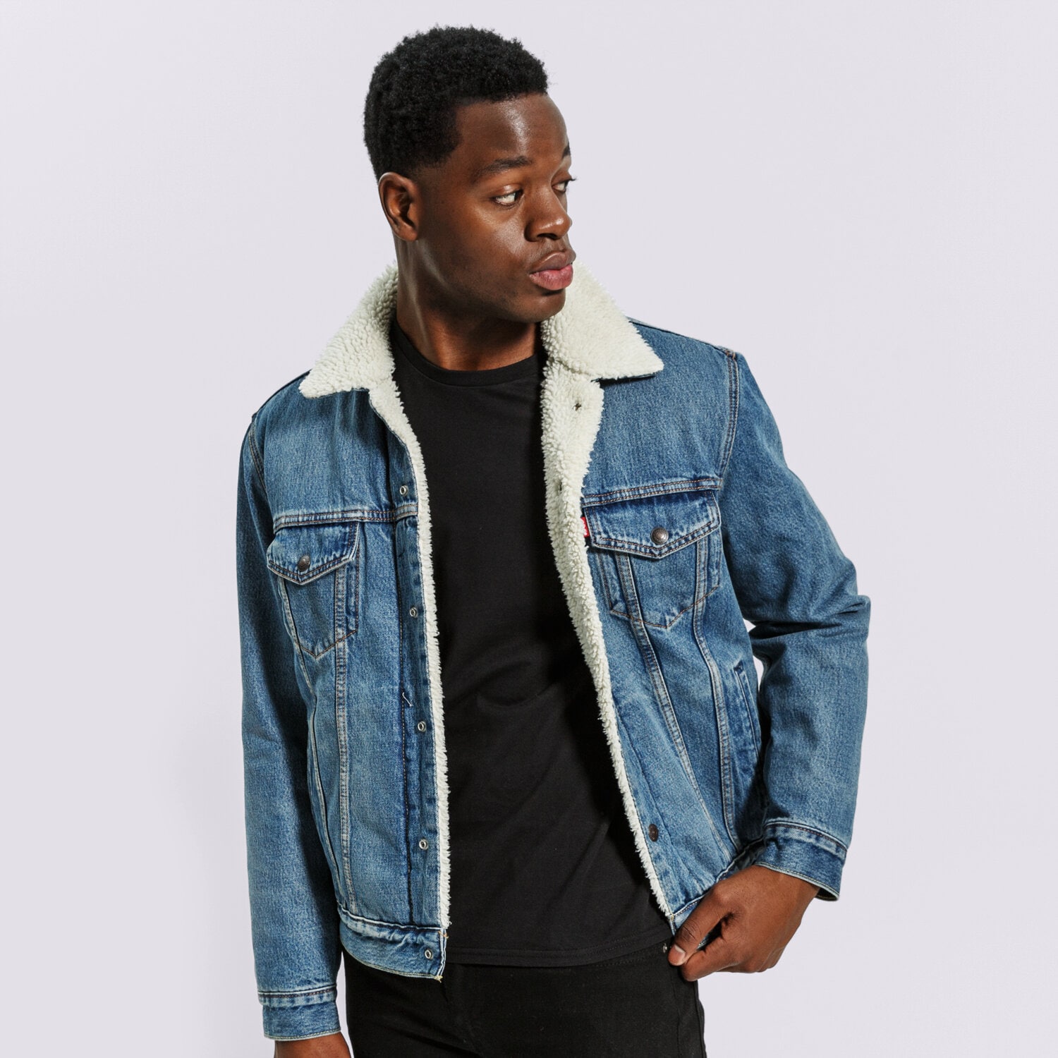 Kurtka zimowa męska LEVI'S KURTKA TYPE 3 SHERPA TRUCKER 16365-0128 NIEBIESKI