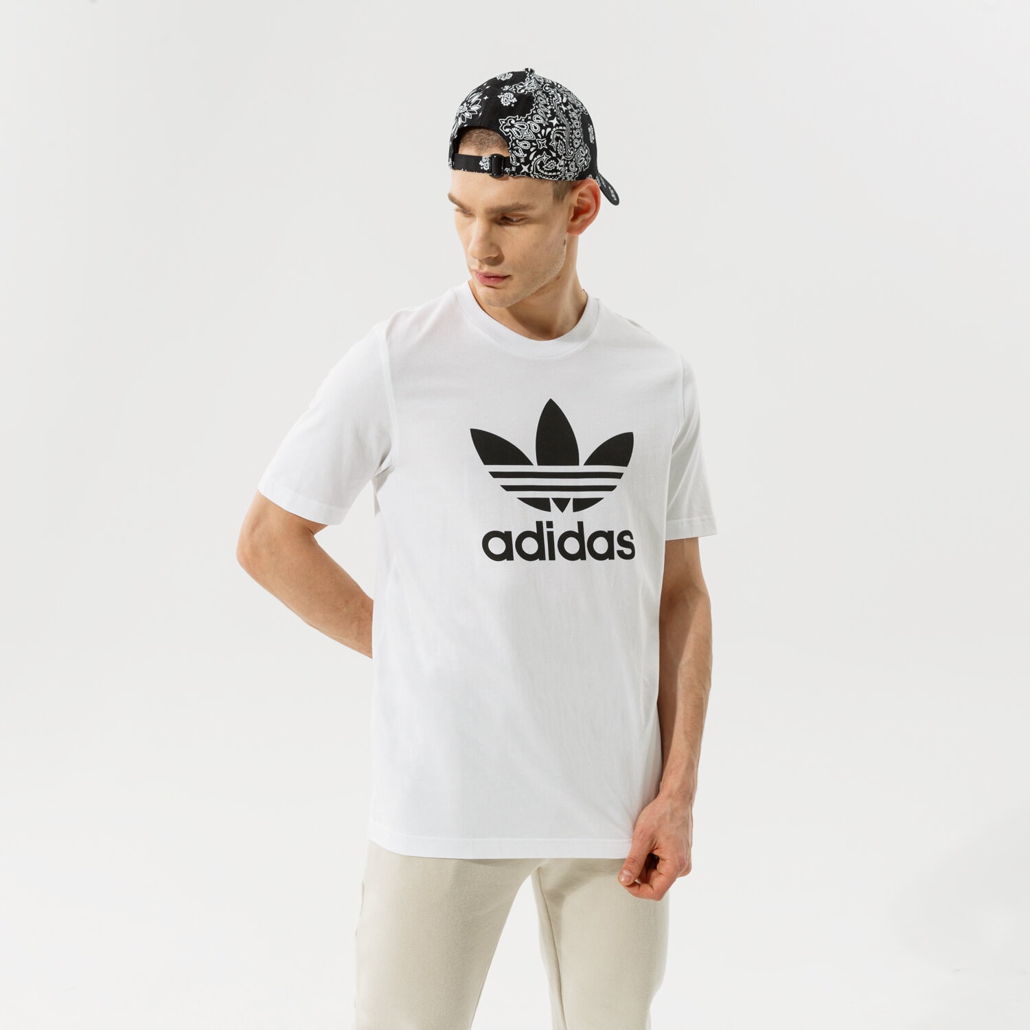 Koszulka, t-shirt sportowy męski ADIDAS T-SHIRT TREFOIL H06644 BIAŁY