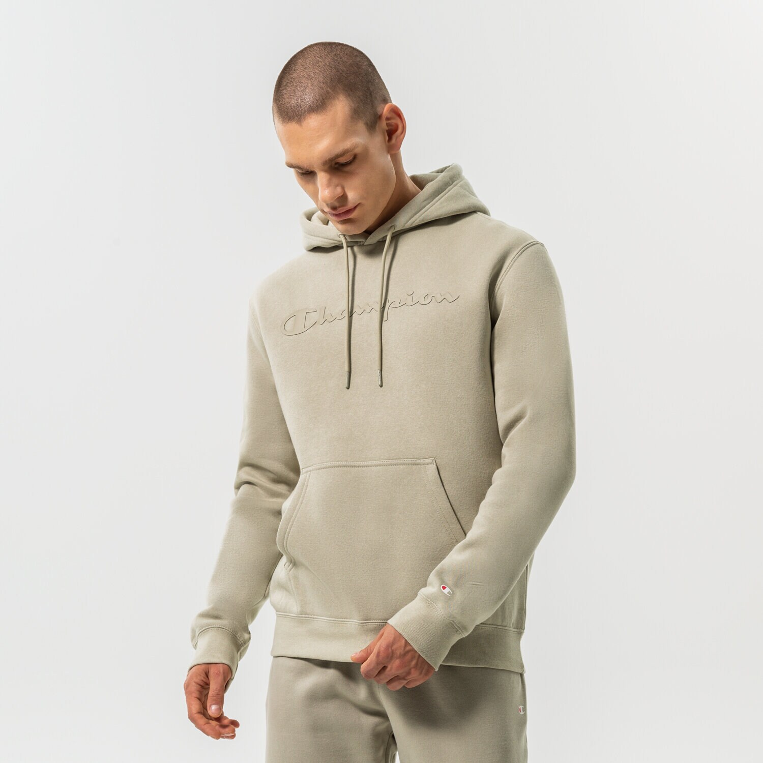 Bluza męska CHAMPION BLUZA Z KAPTUREM HOODED SWEATSHIRT 218282ES066 SZARY