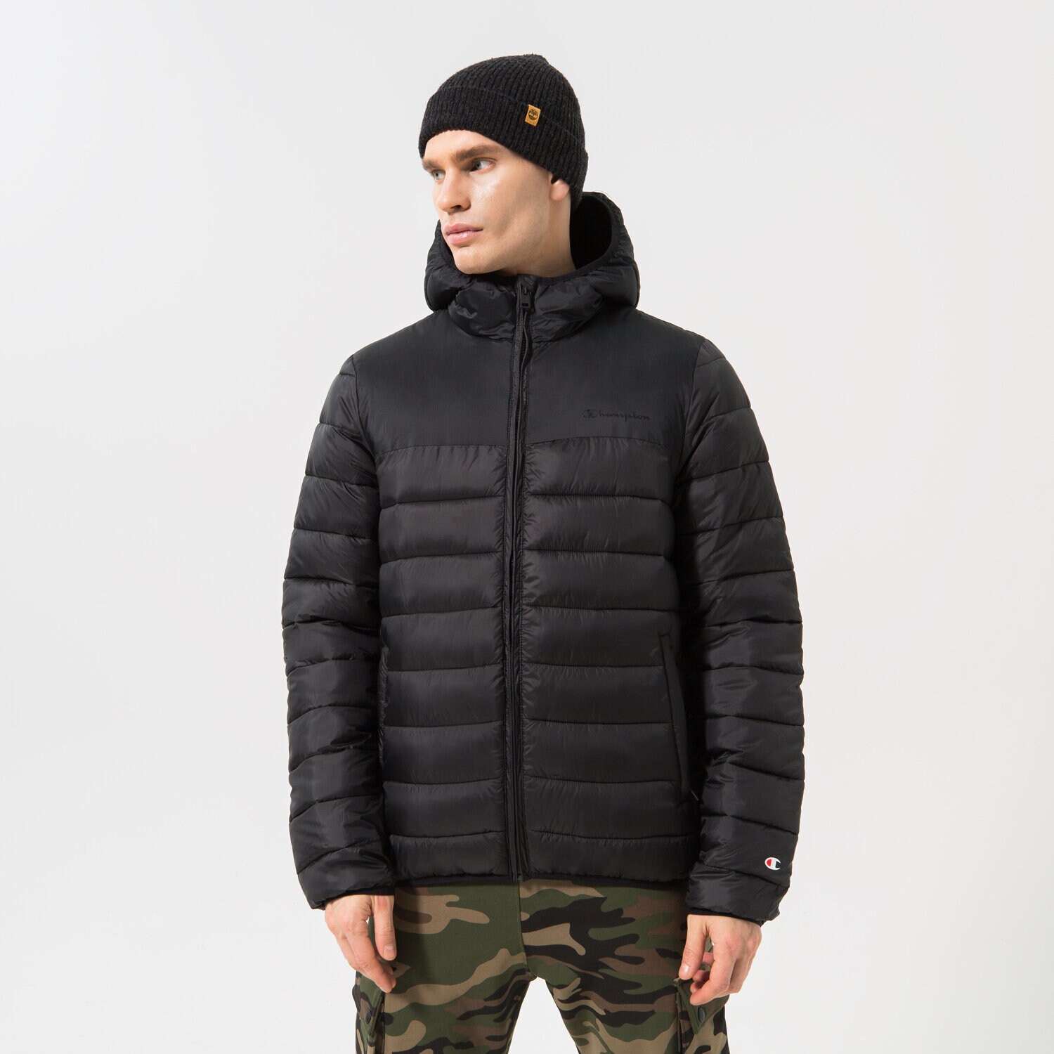 Kurtka zimowa męska CHAMPION KURTKA ZIMOWA HOODED JACKET 218073KK001 CZARNY