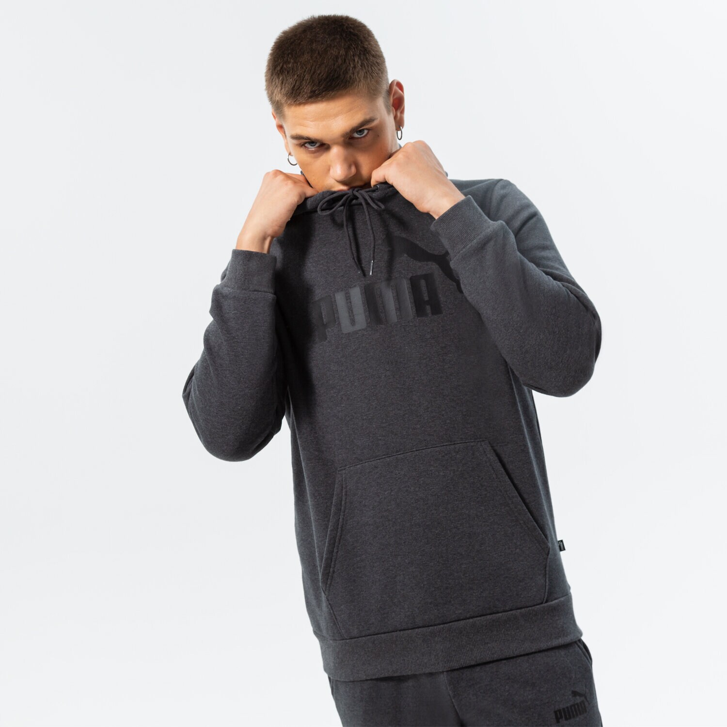 Bluza męska PUMA BLUZA Z KAPTUREM ESS BIG LOGO HOODIE FL 586686 07 SZARY