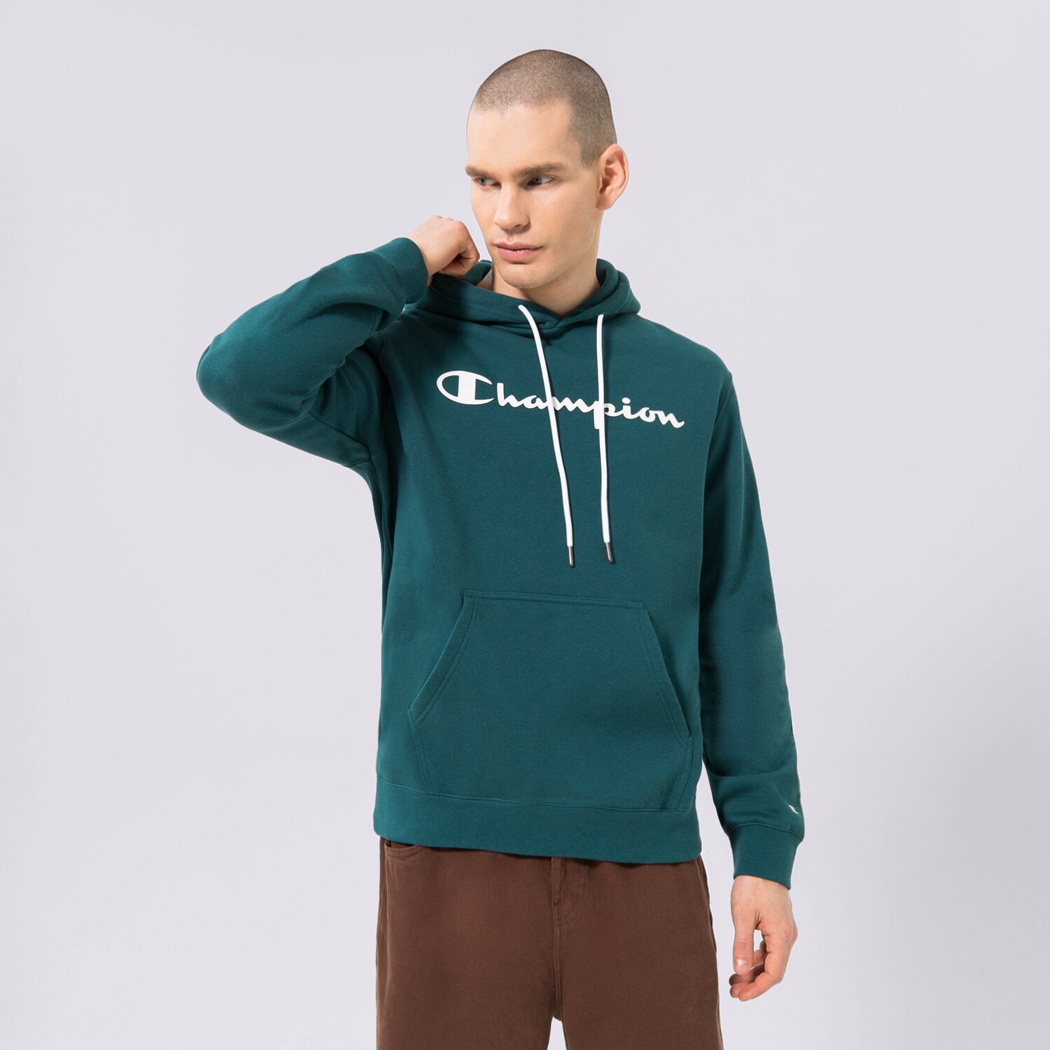 Bluza męska CHAMPION BLUZA Z KAPTUREM HOODED SWEATSHIRT 218282GS549 ZIELONY