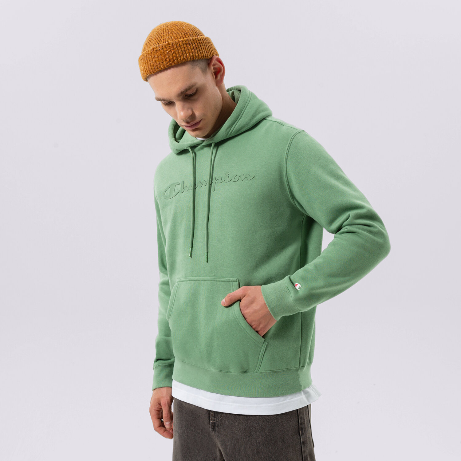 Bluza męska CHAMPION BLUZA Z KAPTUREM HOODED SWEATSHIRT 218282GS088 KHAKI