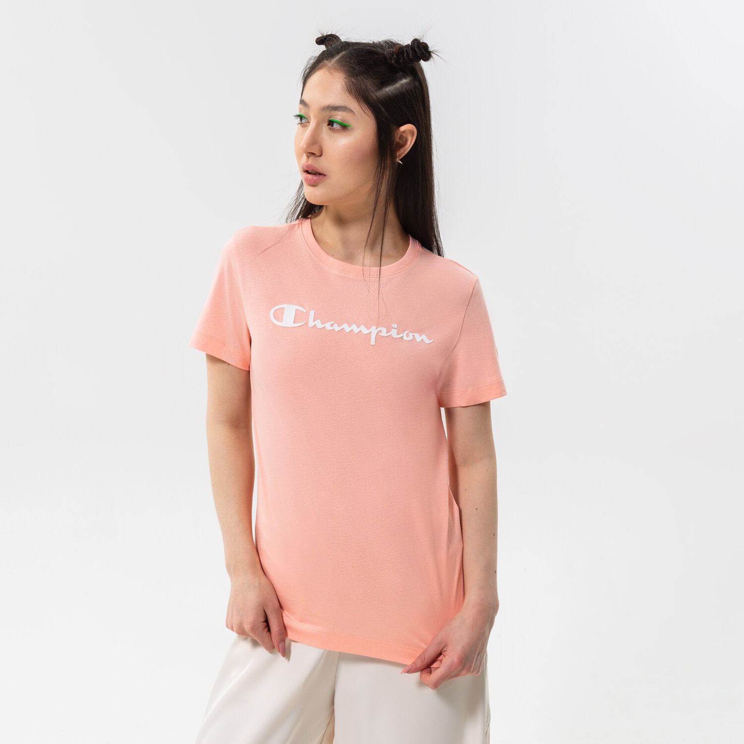 Koszulka, t-shirt damski CHAMPION T-SHIRT SCRIPT LOGO T-SHIRT 114911PS012 RÓŻOWY
