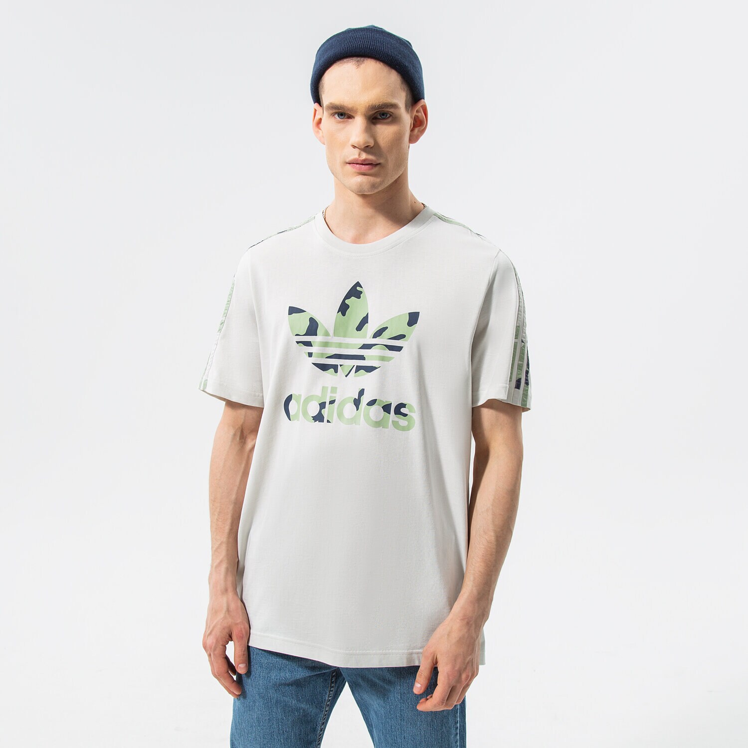 Koszulka, t-shirt sportowy męski ADIDAS T-SHIRT CAMO INFILL TEE HF4889 BEŻOWY