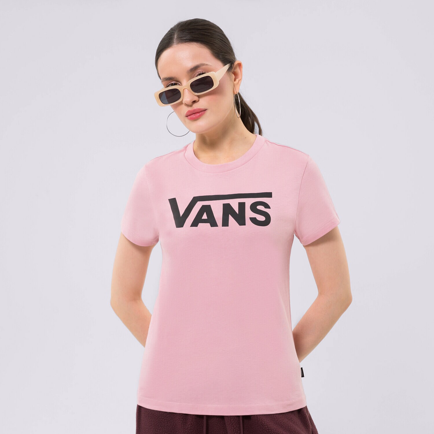 Koszulka, t-shirt damski VANS T-SHIRT WM FLYING V CREW TEE FLYING V ZEPHYR VN0A3UP42PT1 RÓŻOWY
