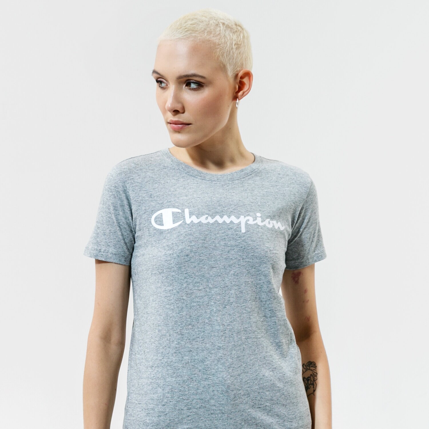 Koszulka, t-shirt damski CHAMPION T-SHIRT CREWNECK T-SHIRT 114780EM029 SZARY