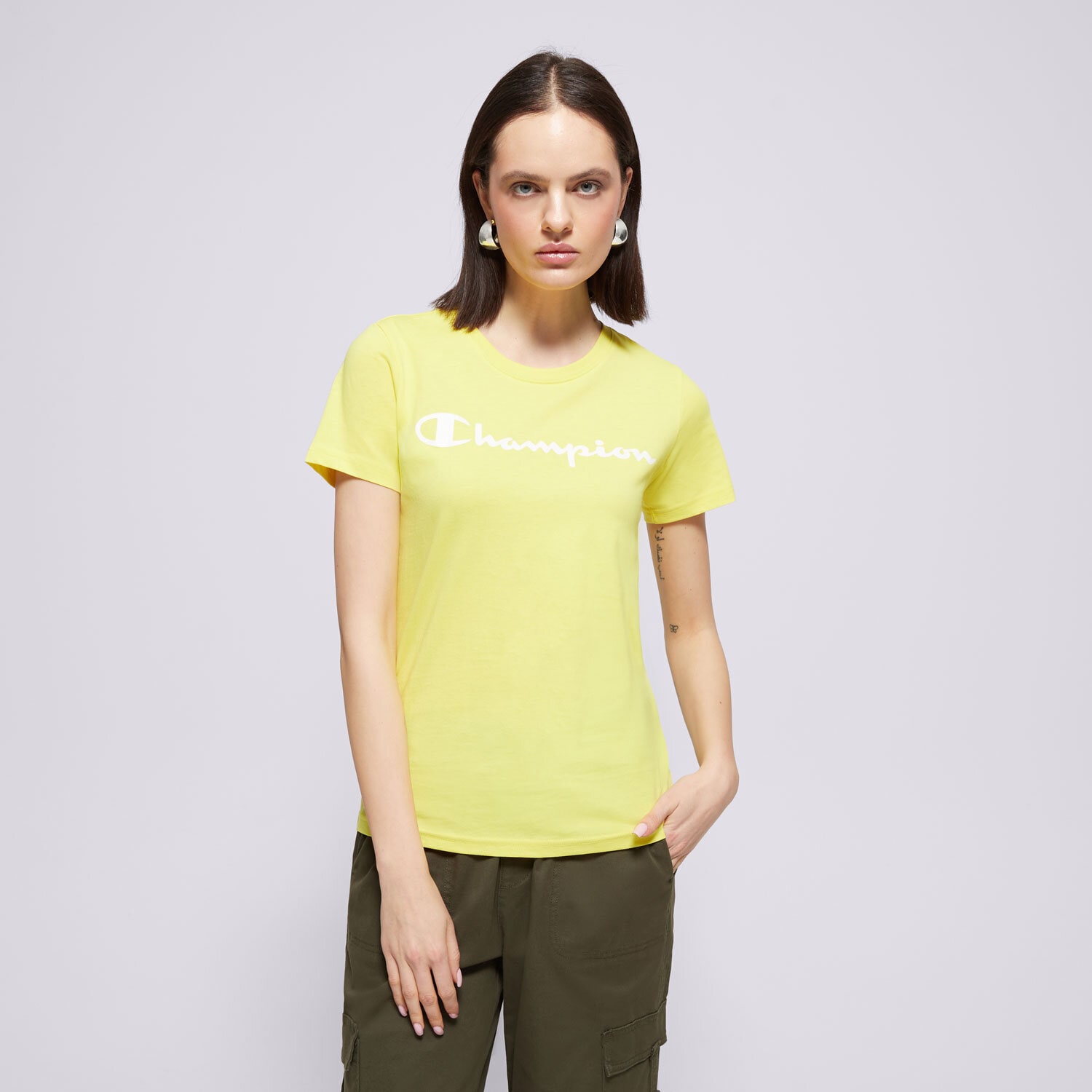 Koszulka, t-shirt damski CHAMPION T-SHIRT CREWNECK T-SHIRT 114780YS021 ŻÓŁTY