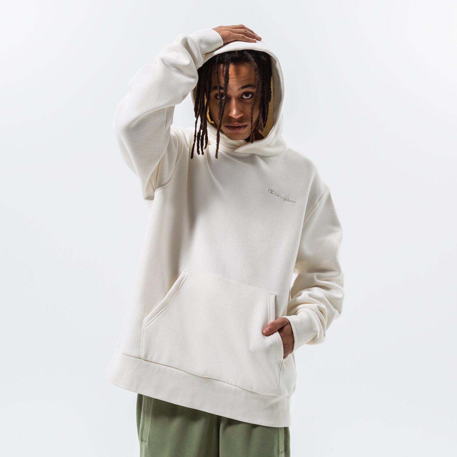 Bluza męska CHAMPION BLUZA Z KAPTUREM HOODED SWEATSHIRT 217917YS084 BIAŁY