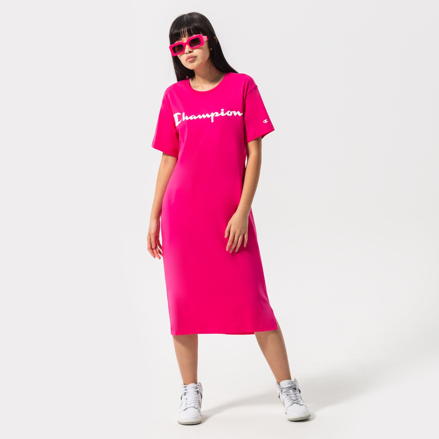 Modna sukienka sportowa CHAMPION SUKIENKA DRESS 114890PS025 RÓŻOWY