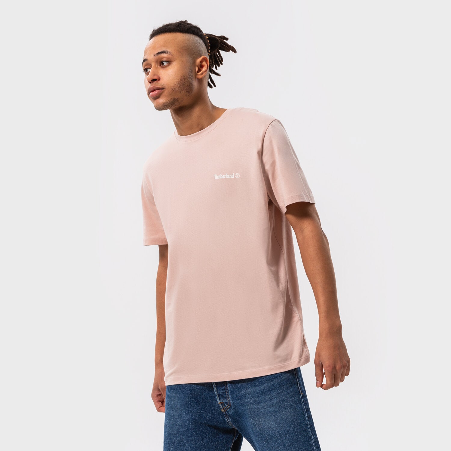 Koszulka, t-shirt sportowy męski TIMBERLAND T-SHIRT SMALL LOGO PRINT TB0A5PGZ6621 RÓŻOWY