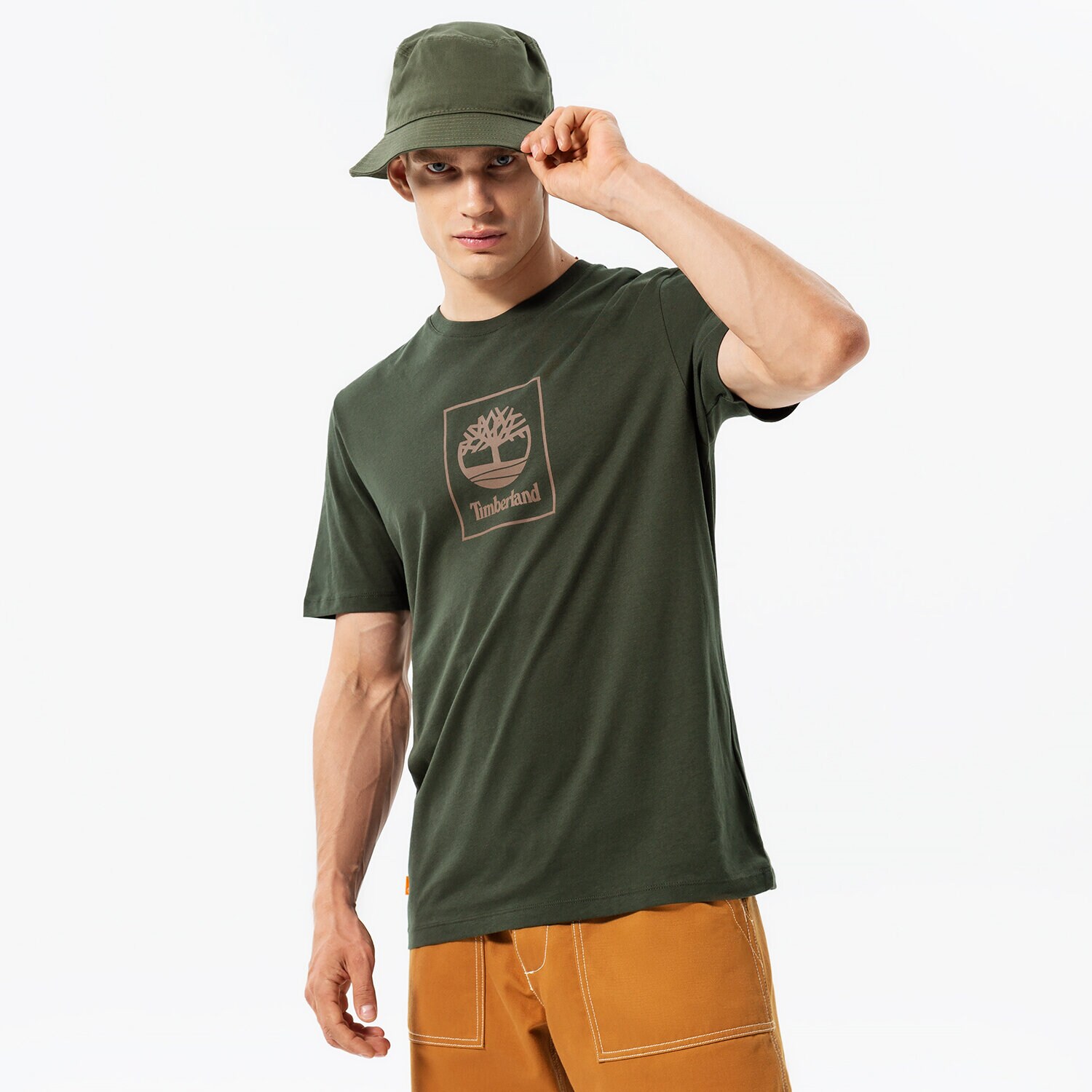 Koszulka, t-shirt sportowy męski TIMBERLAND T-SHIRT EPP - SS STACK LOGO PRINT TEE TB0A5ZH1BW51 ZIELONY