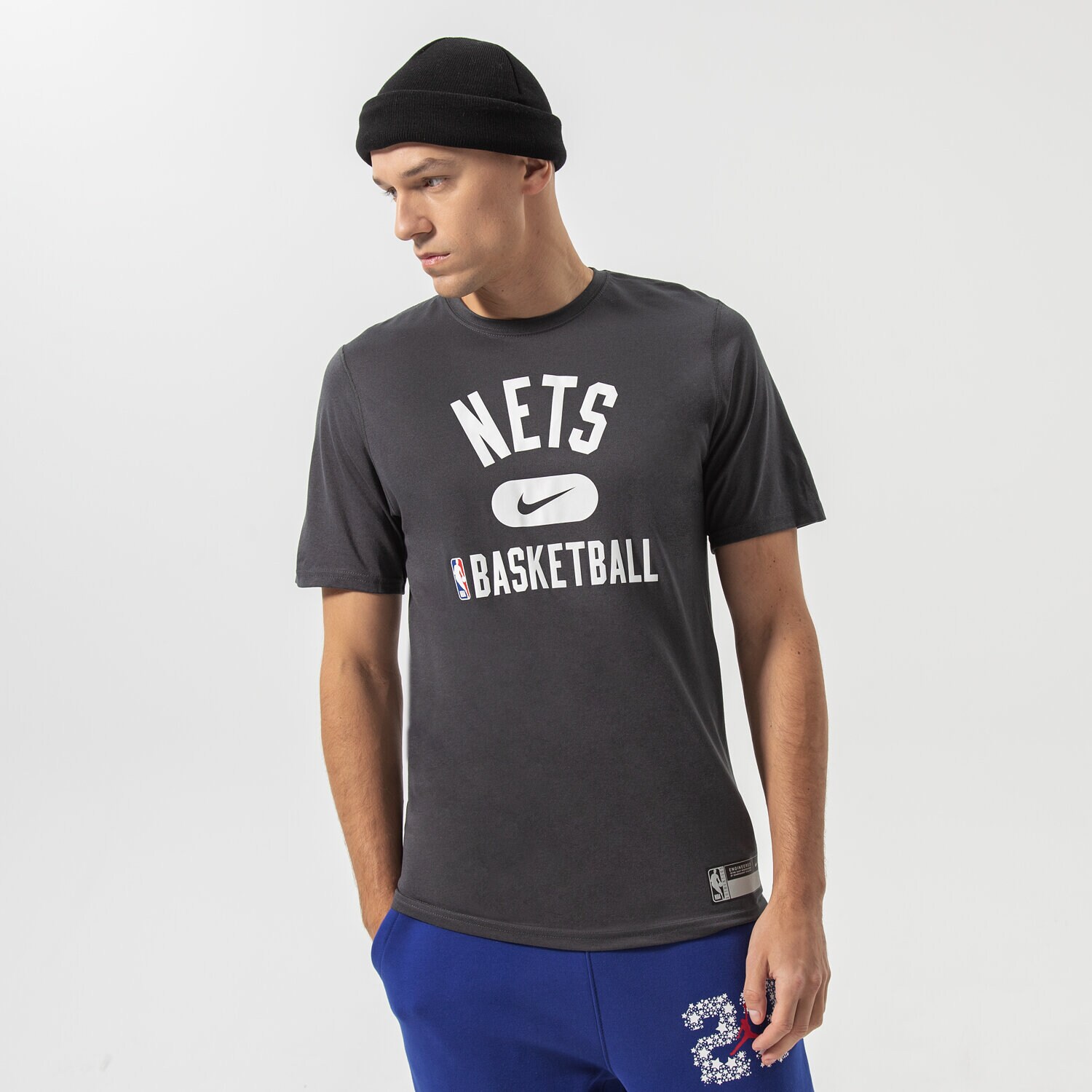 Koszulka, t-shirt sportowy męski NIKE T-SHIRT BKN M NK DF ES PRT GPX SS TEE NBA DA5913-060 CZARNY