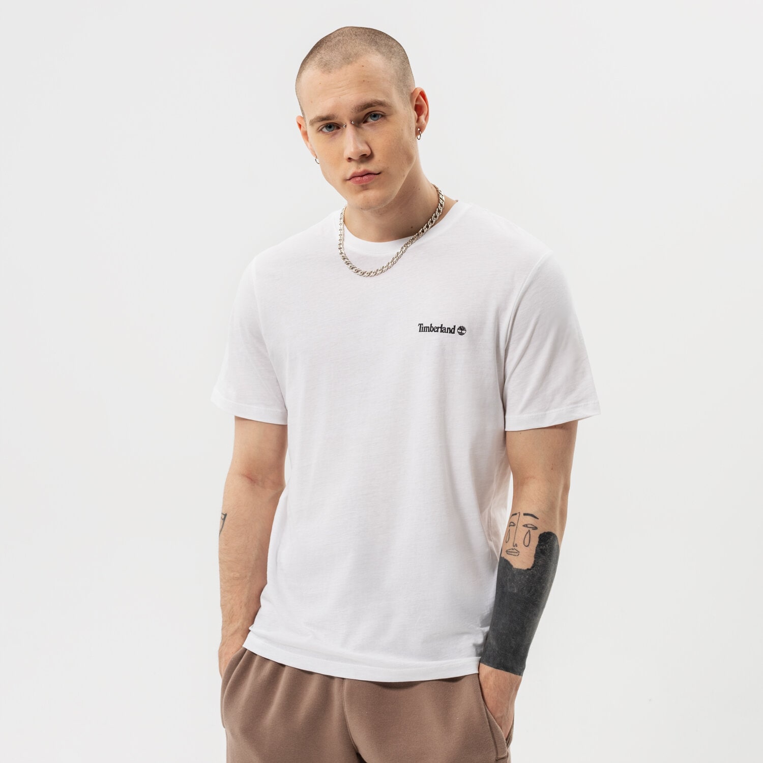 Koszulka, t-shirt sportowy męski TIMBERLAND T-SHIRT SMALL LOGO PRINT TB0A5PGZ1001 BIAŁY
