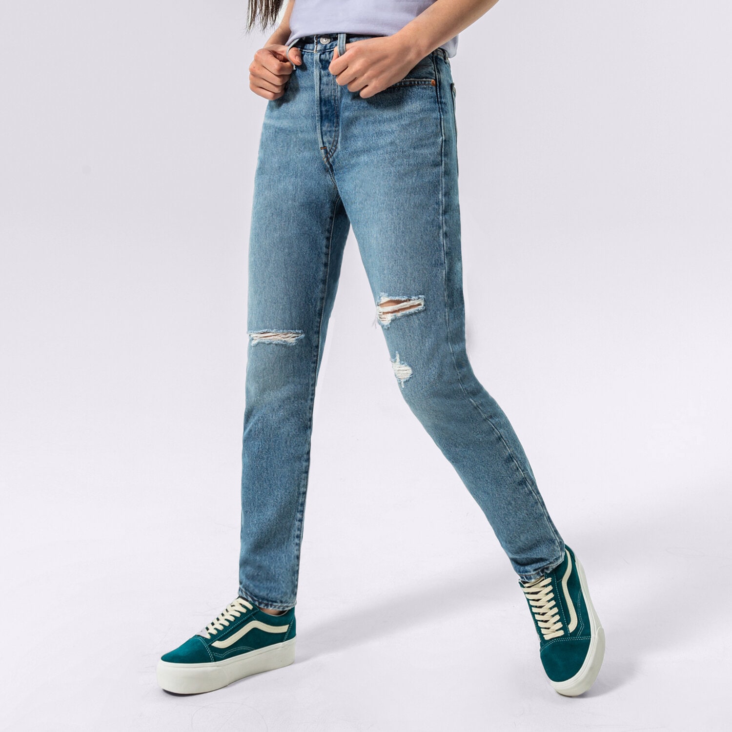 Spodnie sportowe damskie LEVI'S SPODNIE 501 SKINNY 29502-0230 NIEBIESKI