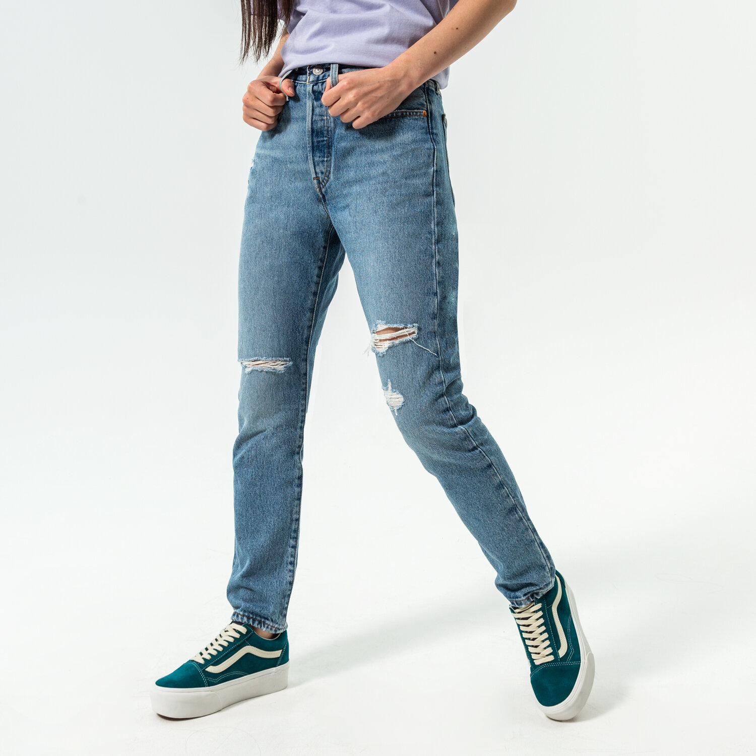 LEVI S SPODNIE 501 SKINNY 29502 0230 NIEBIESKI Damskie Spodnie w