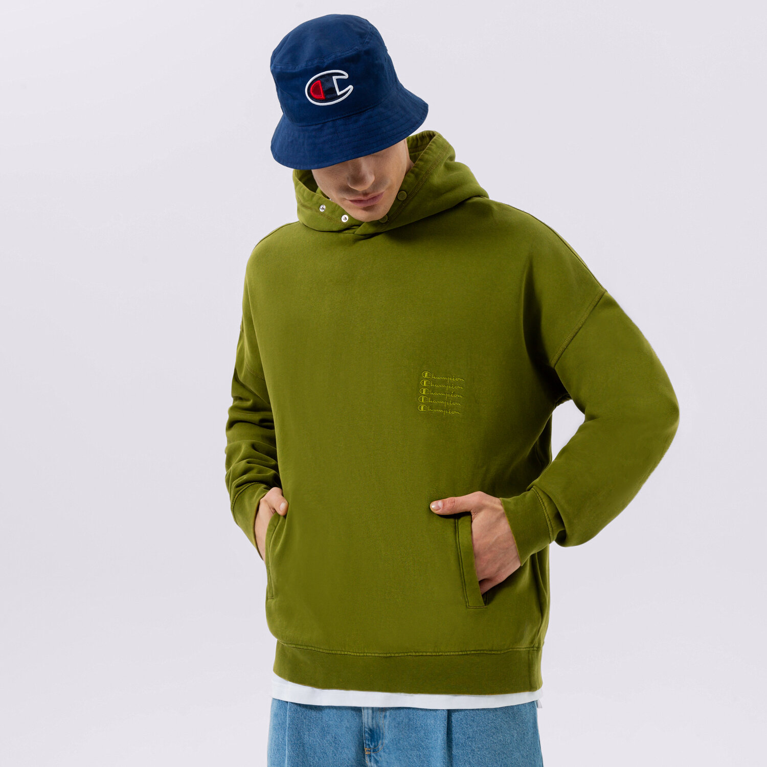 Bluza męska CHAMPION BLUZA Z KAPTUREM HOODED SWEATSHIRT 217893GS567 KHAKI