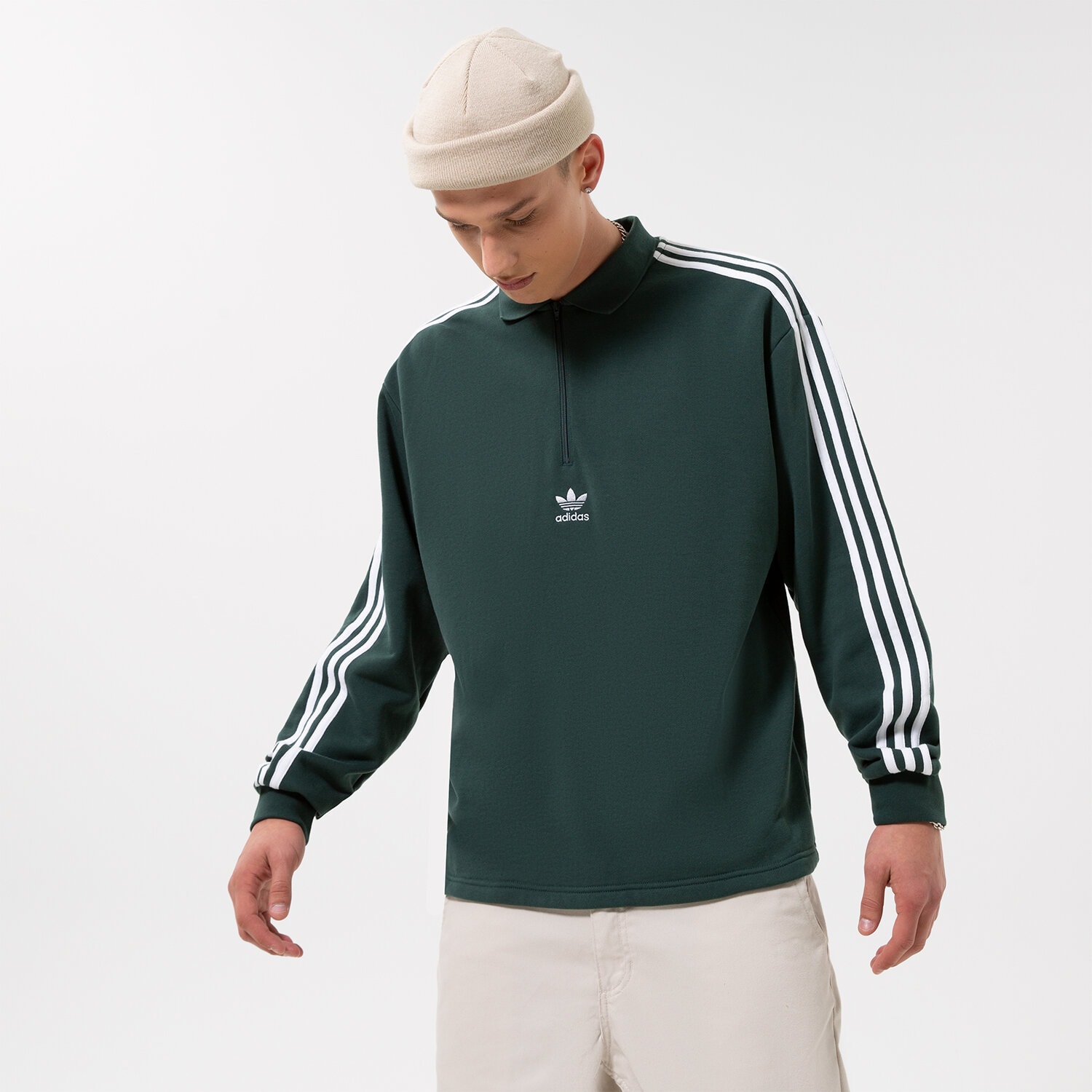 Bluza męska ADIDAS BLUZA 3-STRI-POLO LS HK7426 SZARY