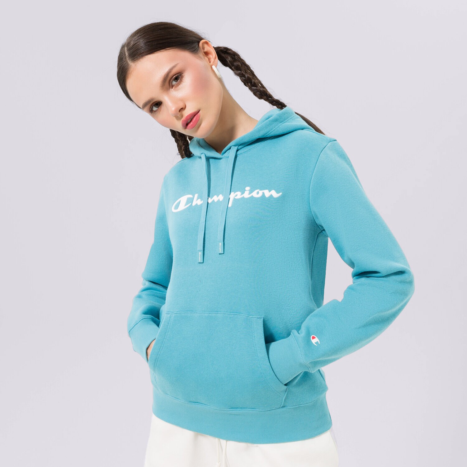 Bluza damska CHAMPION BLUZA Z KAPTUREM HOODED SWEATSHIRT 115687BS157 NIEBIESKI