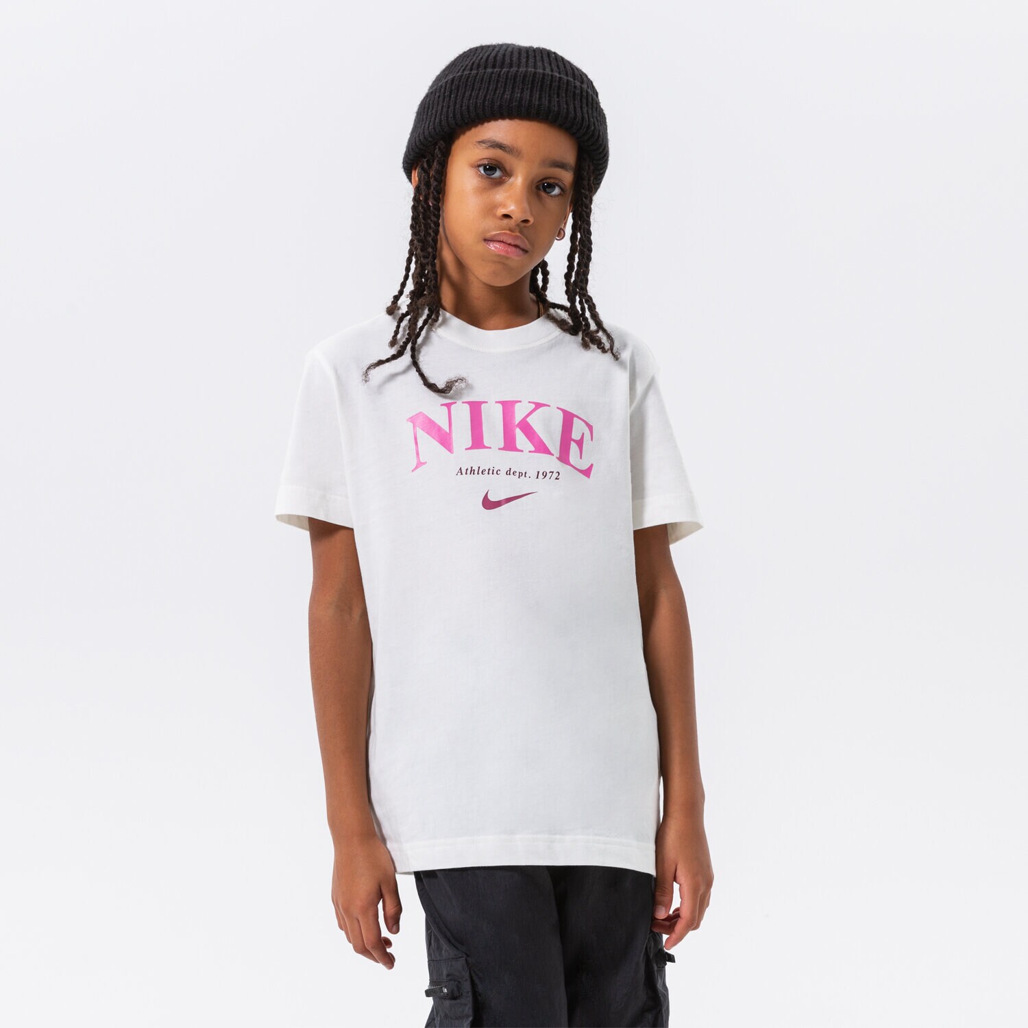 Koszulka, t-shirt dla dzieci NIKE GIRLS' TREND BOYFRIEND T SHIRT JUNIOR GIRL DV6137-133 BEŻOWY