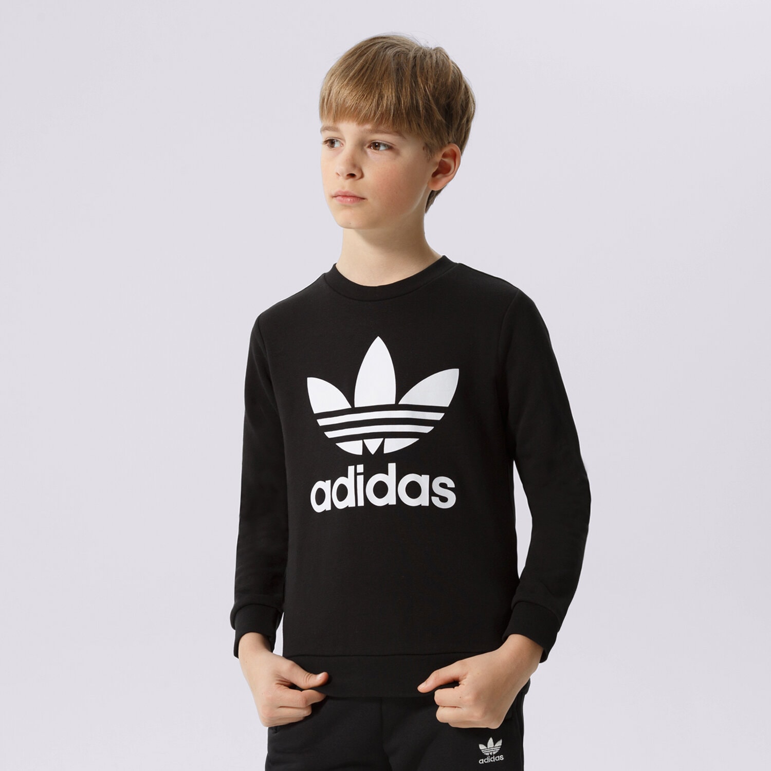 Sportowa bluza dziecięca ADIDAS BLUZA TREFOIL CREW BOY ED7797 CZARNY