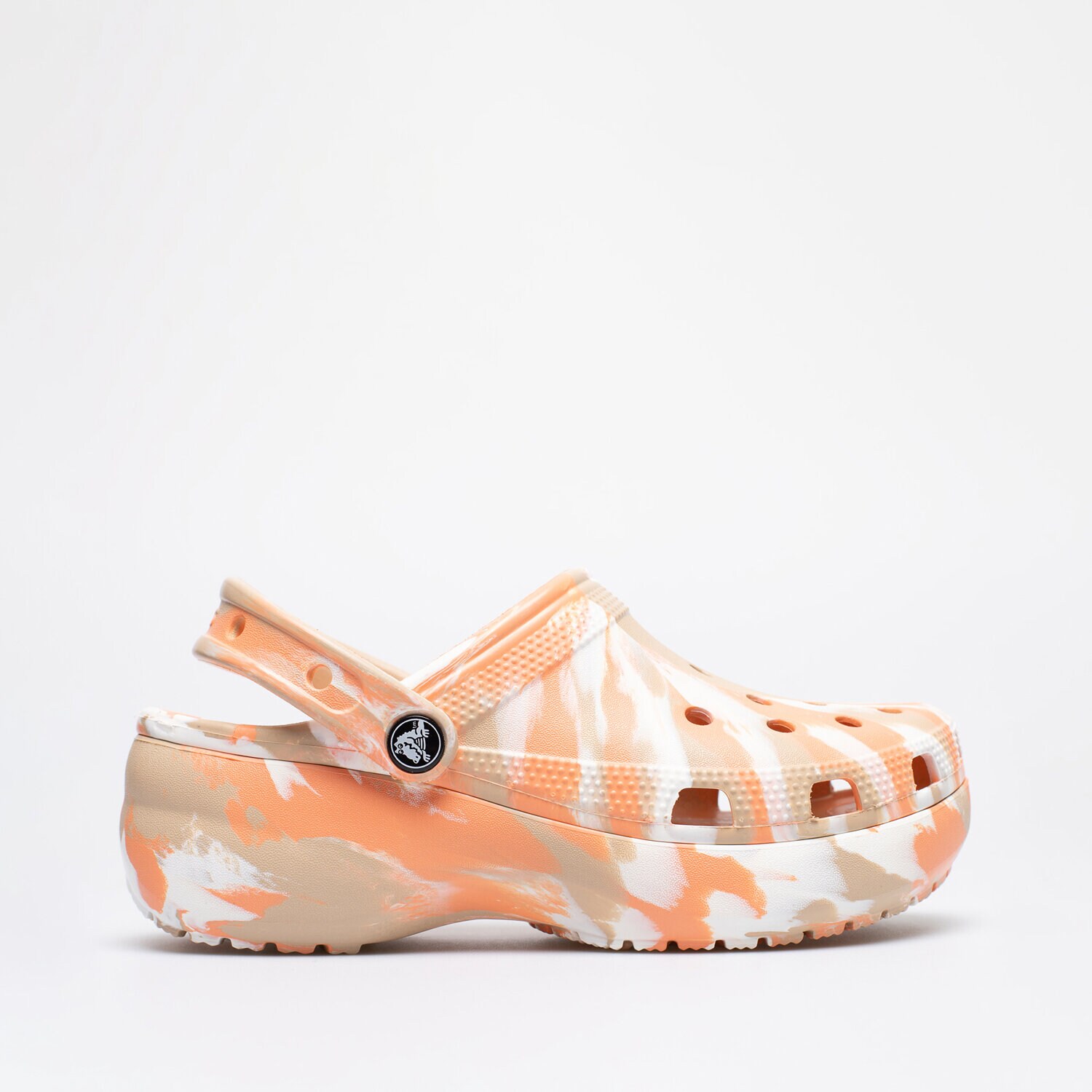 Klapki damskie CROCS CLASSIC PLATFORM MARBLED CLOGW 2071762ZM POMARAŃCZOWY