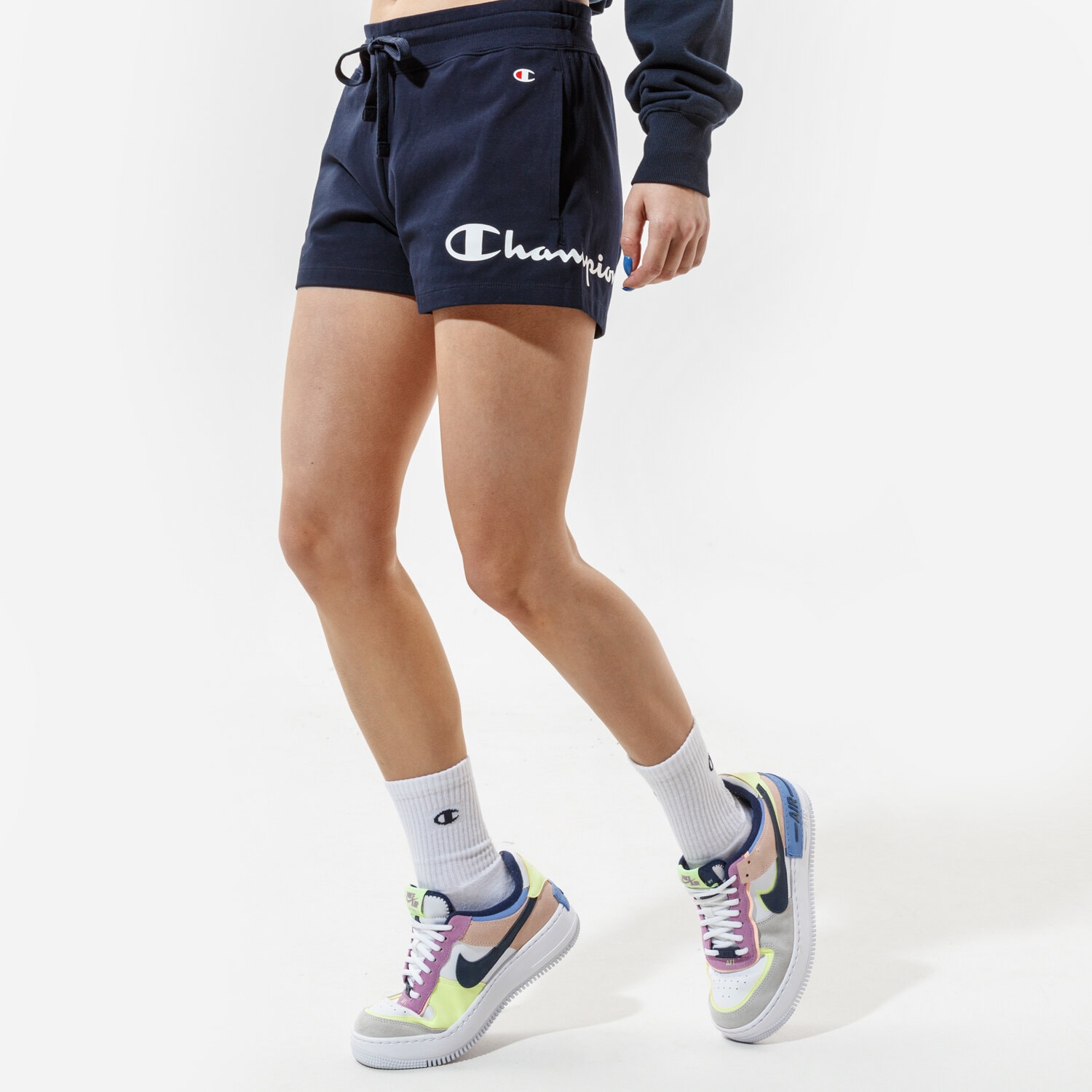 Krótkie spodenki, szorty damskie CHAMPION SZORTY SHORTS 112622BS501 GRANATOWY
