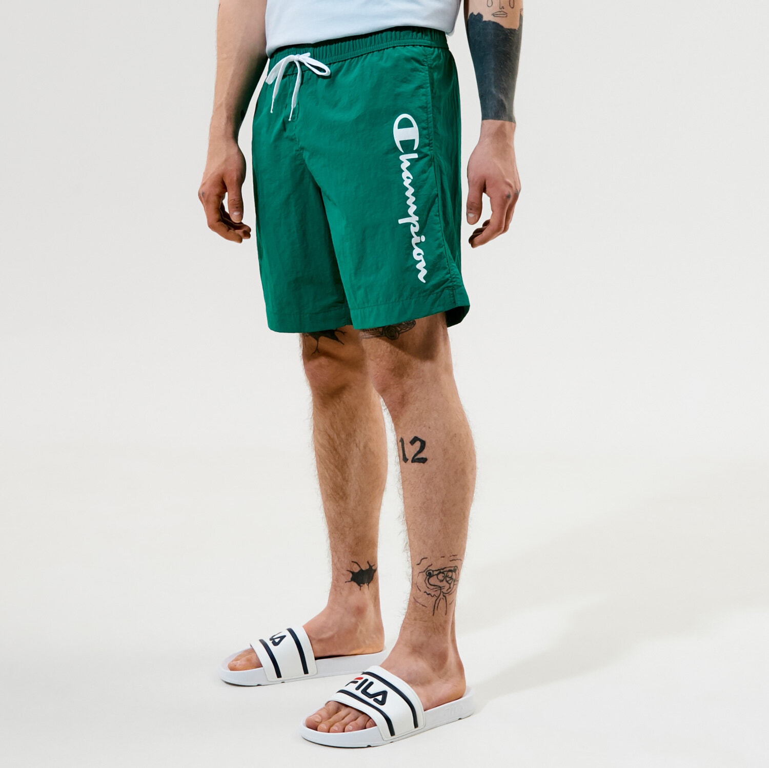Krótkie spodenki, szorty męskie CHAMPION SZORTY BEACHSHORT 216068GS040 ZIELONY
