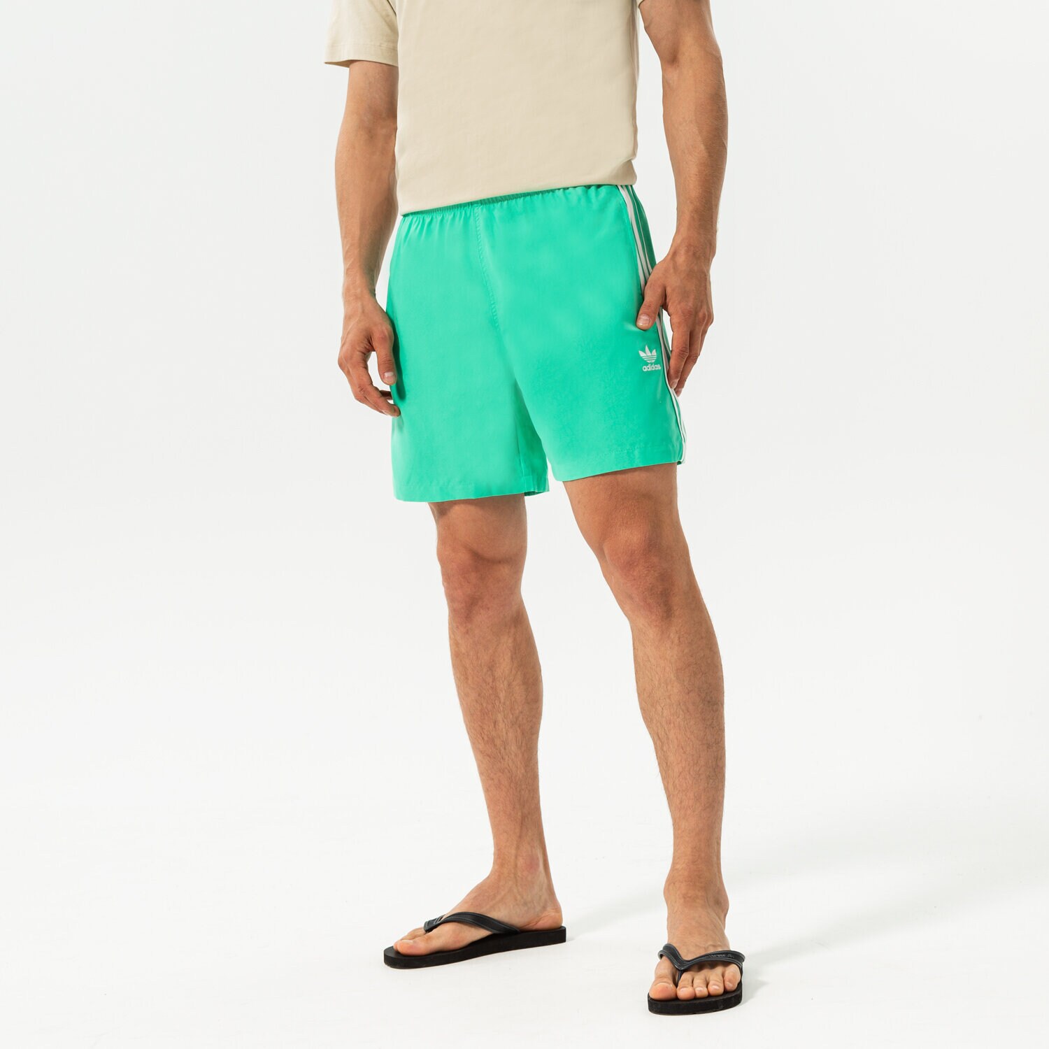 Krótkie spodenki, szorty męskie ADIDAS SZORTY 3-STRIPES SWIMS HF2119 ZIELONY