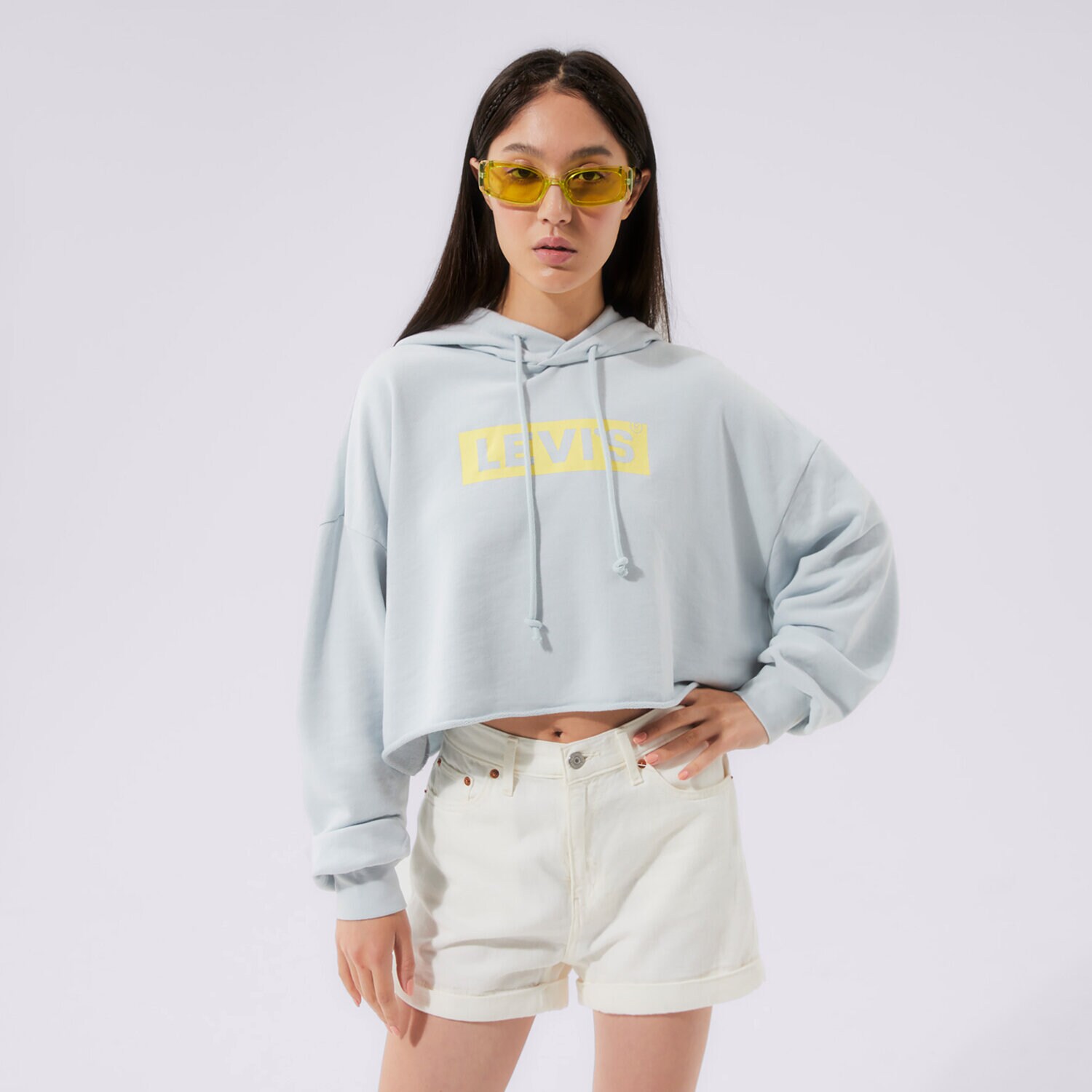 Bluza damska LEVI'S BLUZA Z KAPTUREM GRAPHIC CROP PRISM T3 A0889-0010 NIEBIESKI