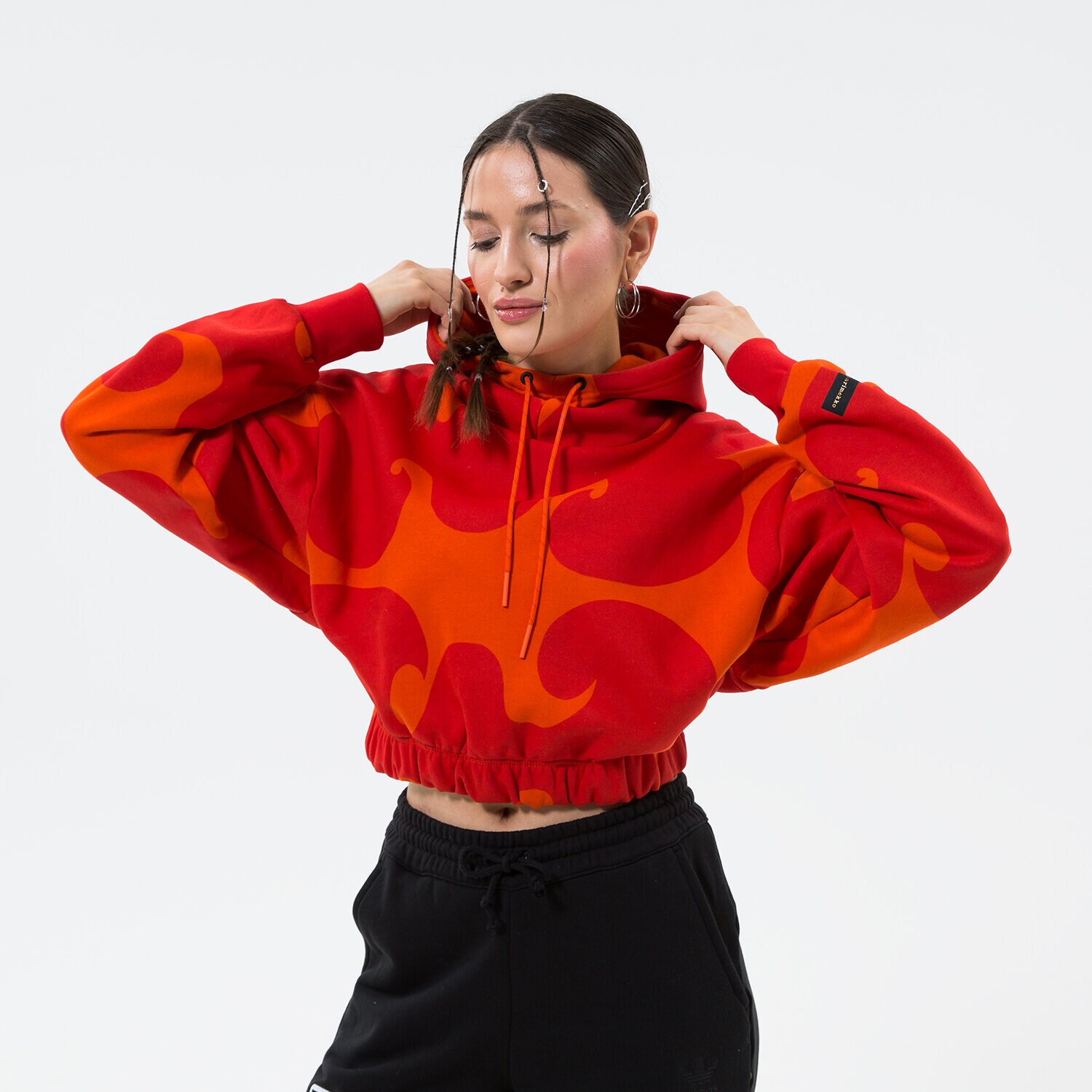 Bluza damska ADIDAS BLUZA Z KAPTUREM MMK CROP HOODIE CORANG HJ7306 KORALOWY